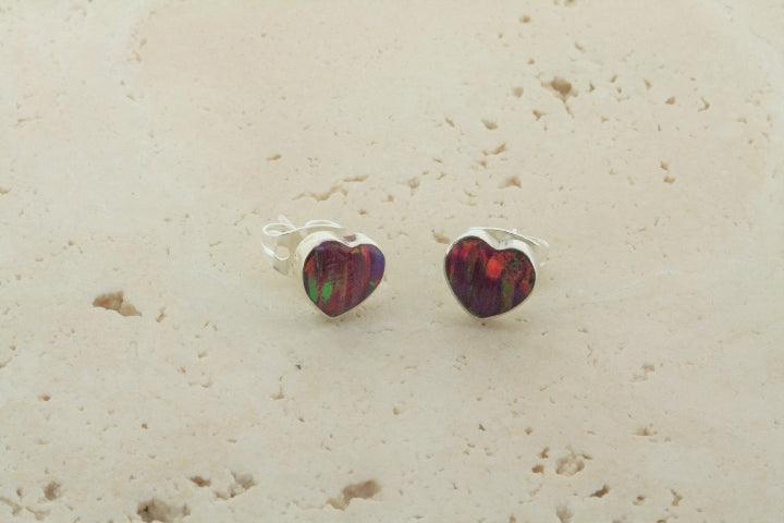 Opal Stud Earrings - Heart Rose Design for Women | Perfect for Valentine's Day Gifts & Romantic Occasions