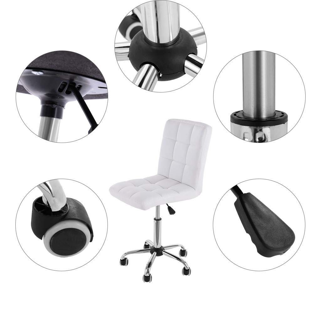 Adjustable Black PU Leather Armless Mid Back Swivel Office Chair - Ergonomic Computer Desk Chair for Home & Office Workspace, Gaming, Study, and Conference Rooms