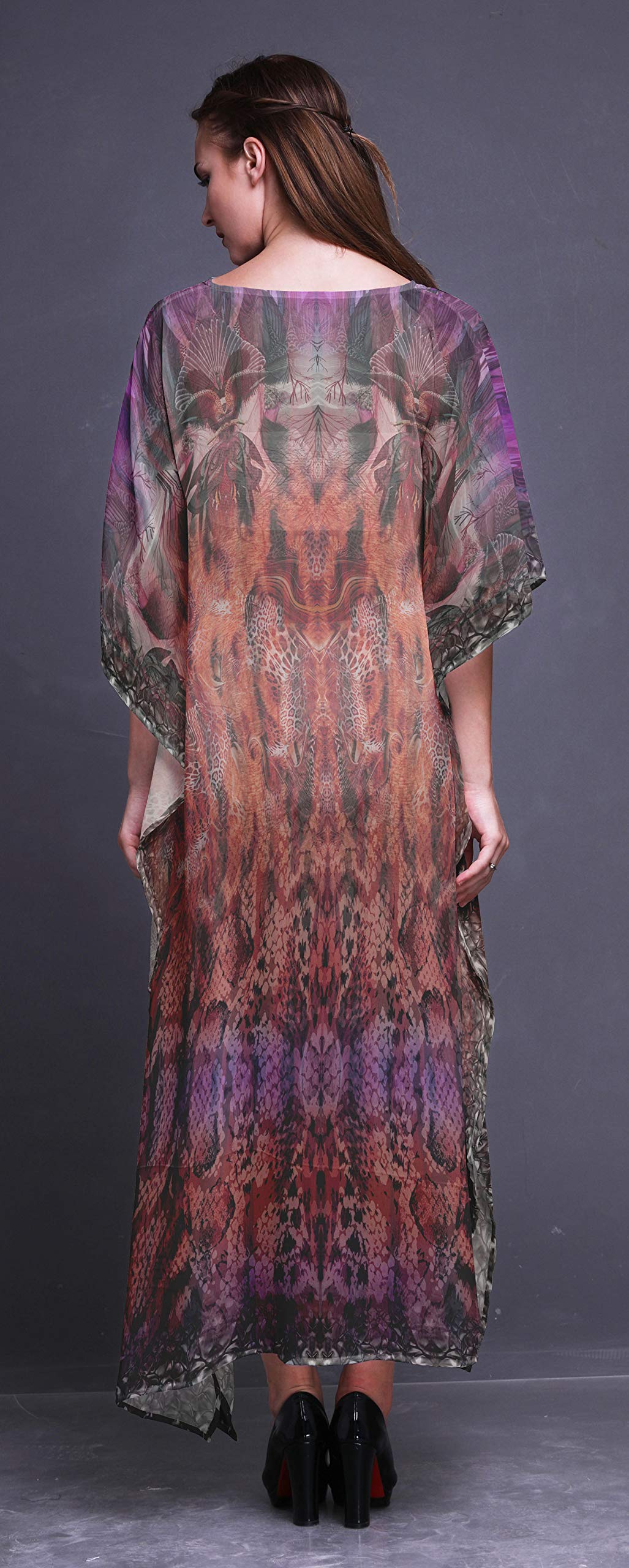 Leopard & Snake Print Beach Kaftan Cover Up - Women's Long Maxi Dress Bikini Coverup for Summer Vacation, Pool Party, and Resort Wear