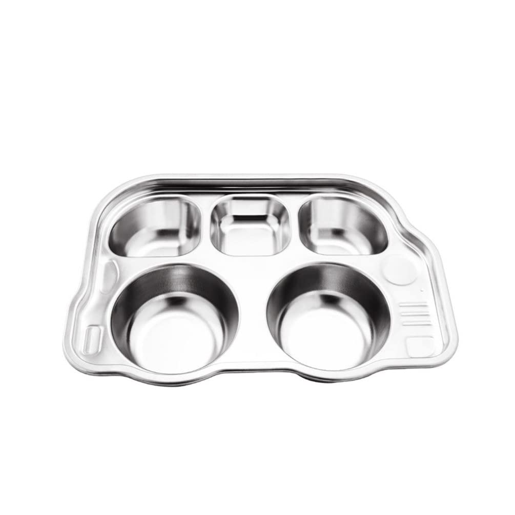 UPKOCH Stainless Steel Divided Plates - 5-Section Portion Control Tray for Kids & Adults | Bento, Camping, Toddler Snack Containers | Perfect for Picky Eaters, School Lunches & Outdoor Dining