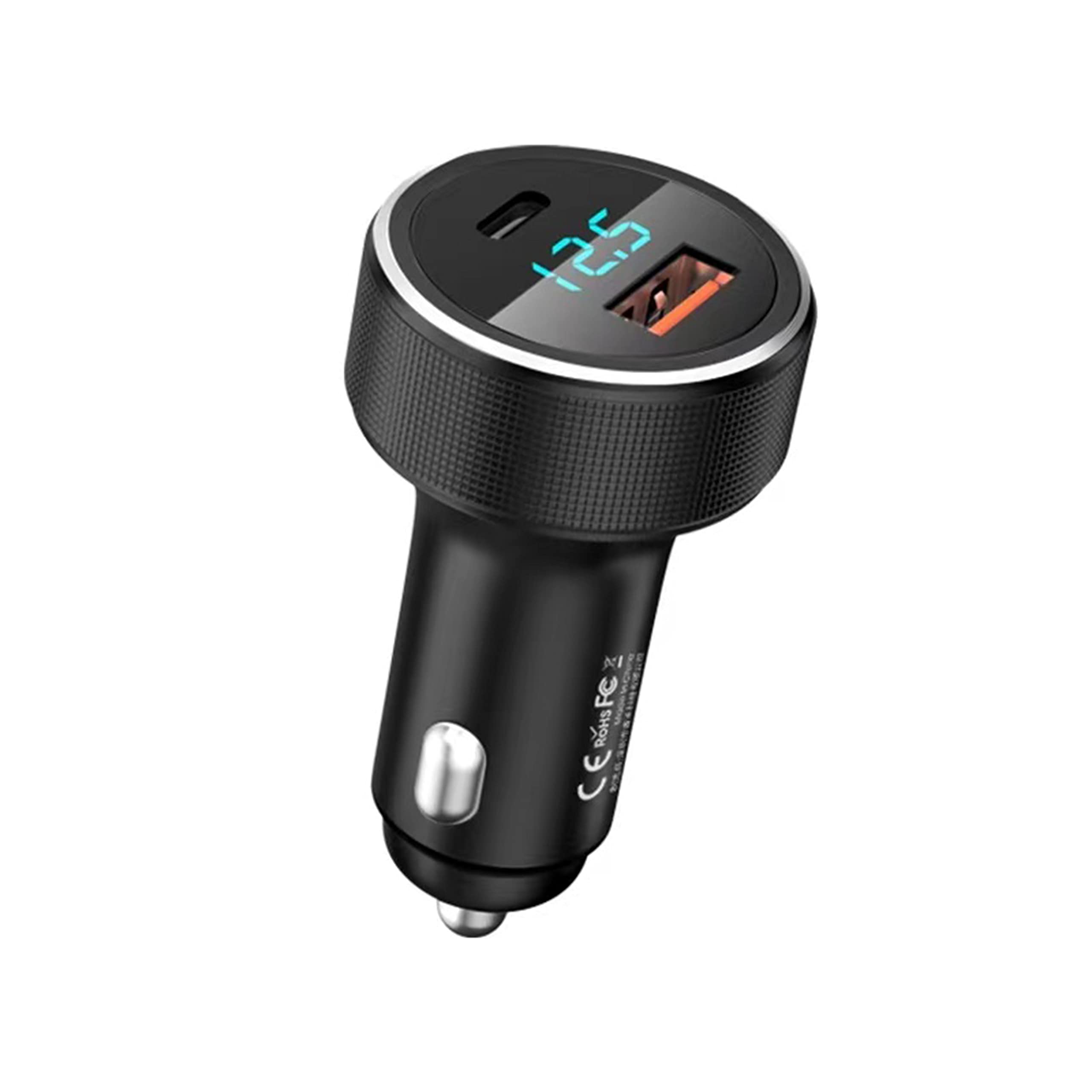58.5W Dual Port USB C Car Charger with LED Voltage Display - Fast Charging Adapter for iPhone 15/14/13/12, Samsung S24/S23, iPad - Aluminum Alloy Cigarette Lighter Charger | Perfect for Road Trips & Daily Commutes