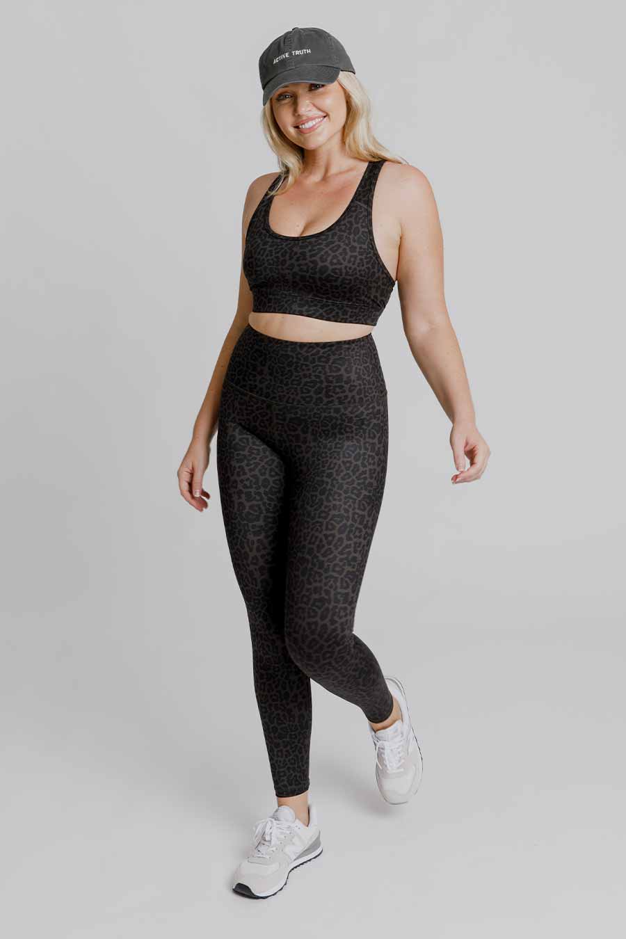 Essential High Waist Yoga Leggings - Forest Leopard Print - Women's Workout Pants for Running, Gym & Lounge Wear