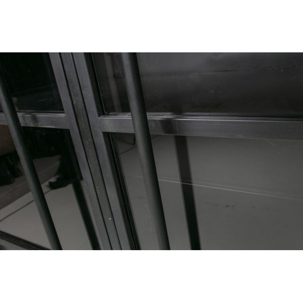 BePureHome Metal Display Cabinet in Black - Modern Glass Showcase for Living Room, Office, or Retail Store Decor