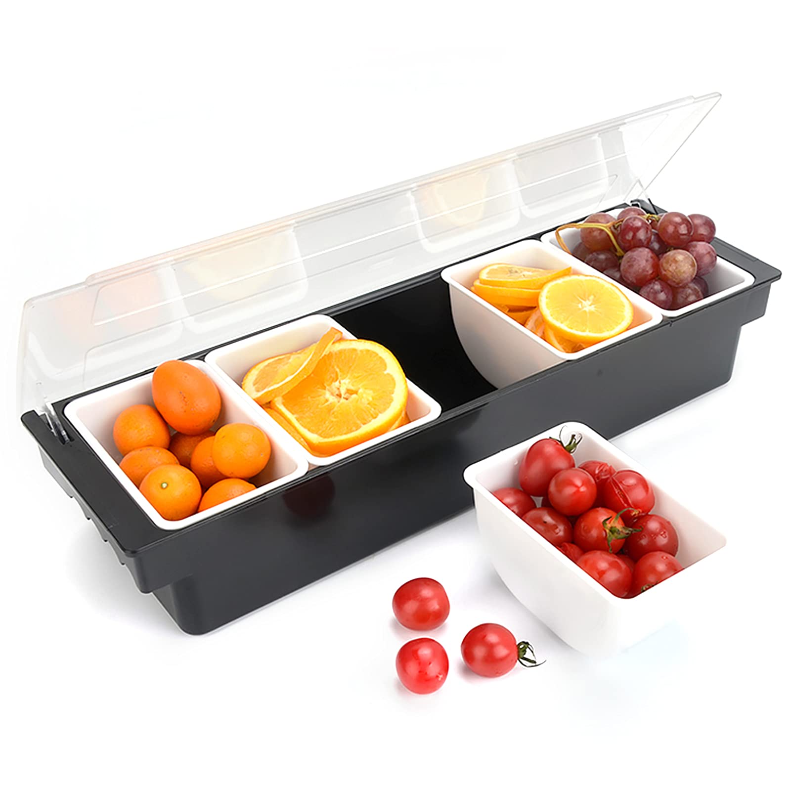 LOYALHEARTDY 2-Piece Clear Food Storage Container Set with 5 Detachable Small Containers & Lids - Reusable Refrigerator Organizer for Fruits, Vegetables & Meal Prep - Includes Ice Storage Layer for Freshness - Perfect for Kitchen, Pantry & Office Organization
