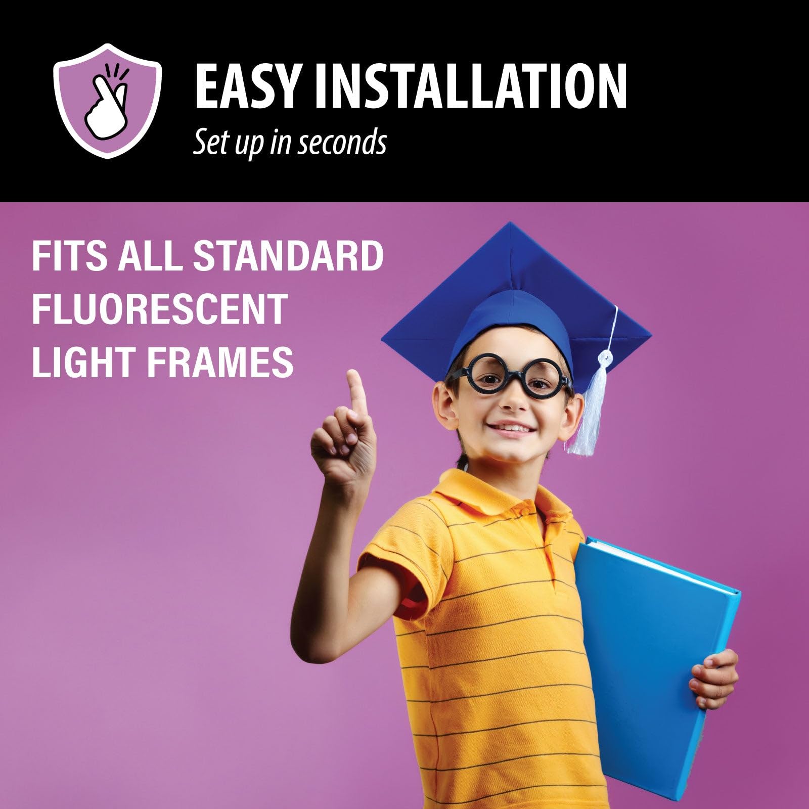 ShadeOn 2x4 ft Magnetic Fluorescent Light Covers (4-Pack) - Soft White Ceiling Light Panels for Classrooms & Offices - Reduce Glare & Eye Strain - Perfect for Schools, Hospitals & Workspaces