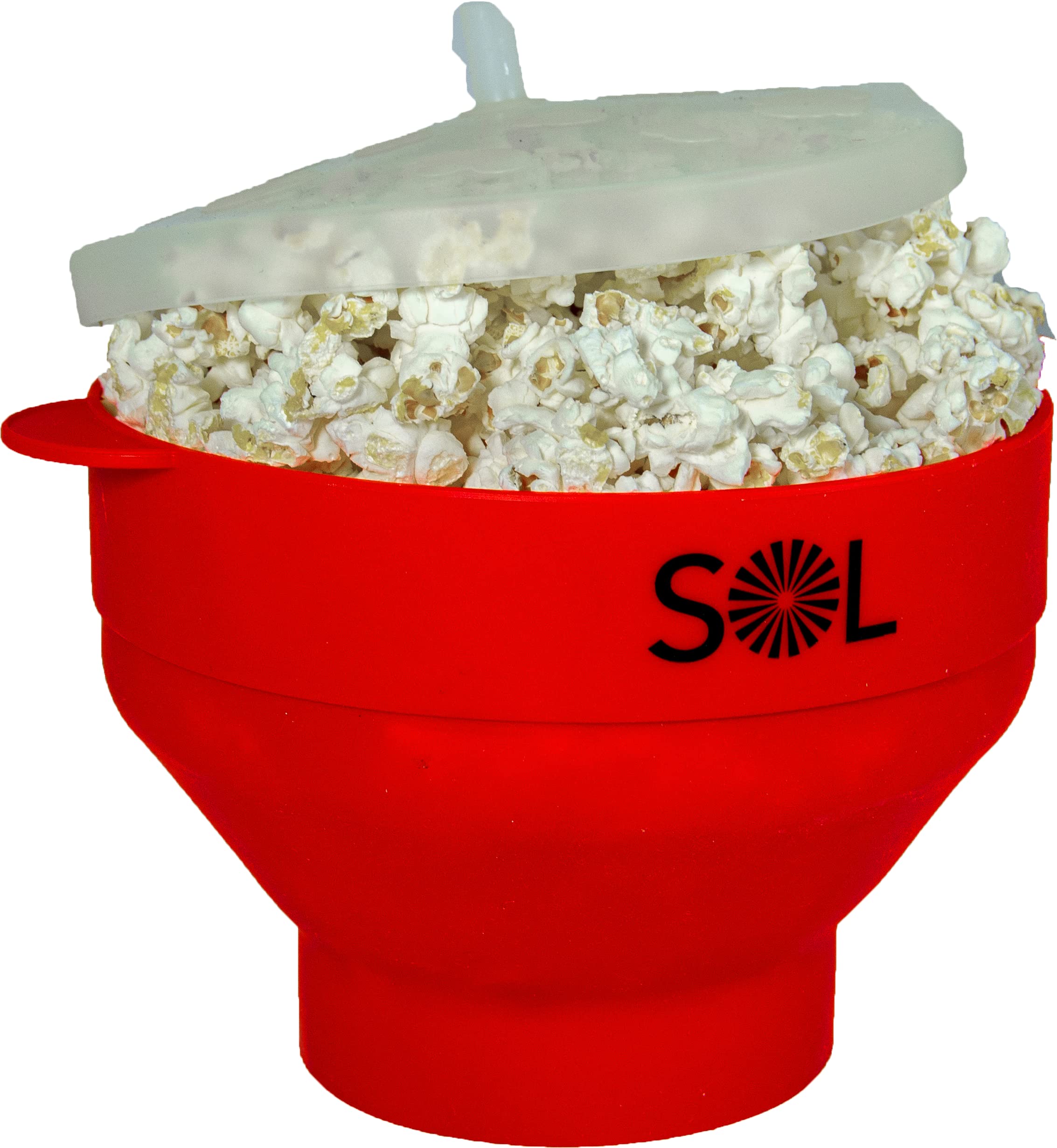 BPA-Free Silicone Popcorn Maker with Lid - Heat-Resistant, Collapsible Microwave Bowl (10x8x6 Inches) - Red - Perfect for Movie Nights, Snacks & Healthy Homemade Popcorn