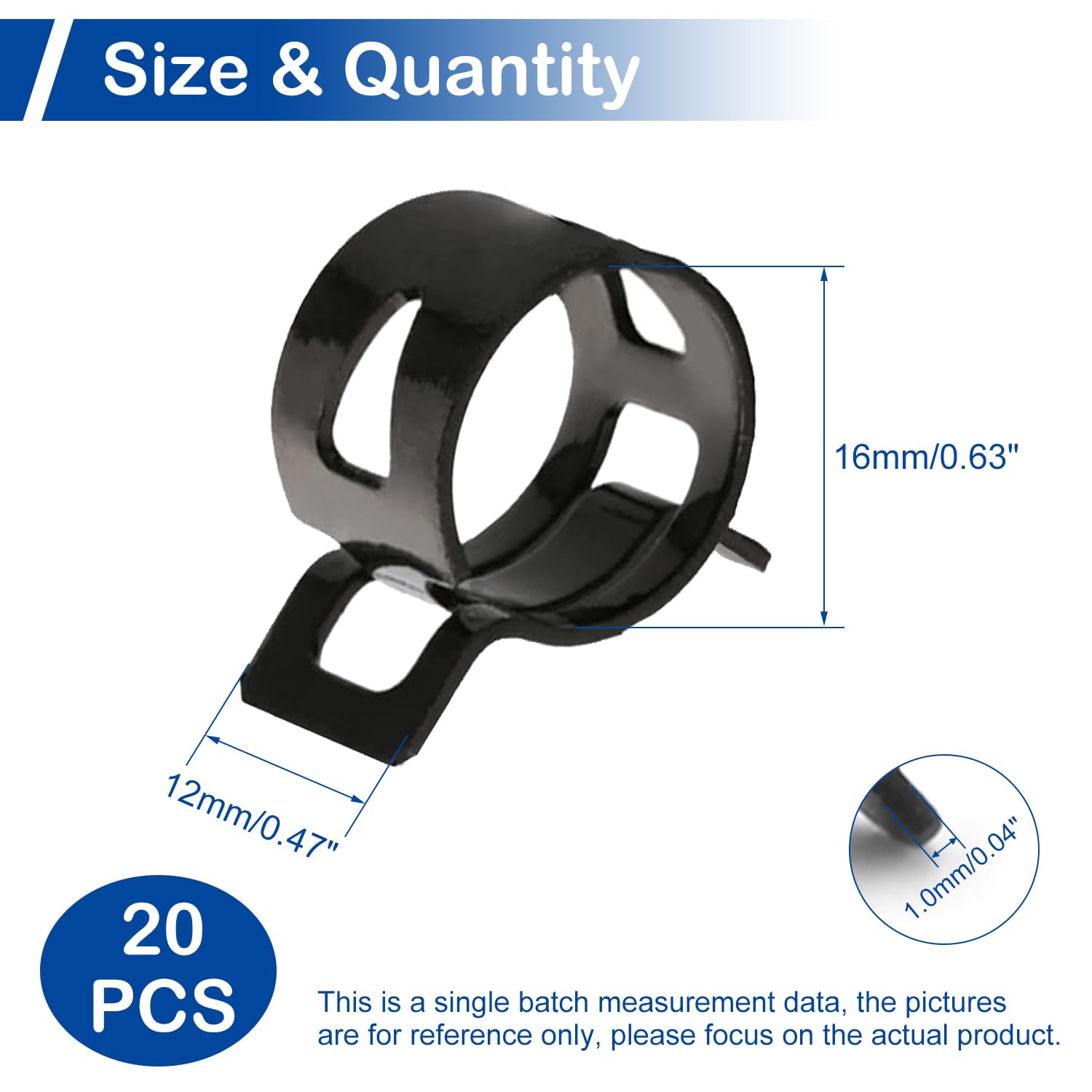 MroMax 20Pcs 16mm Hose Clamps for Fuel Line, Vacuum & Water Pipe - Automotive Fastener
