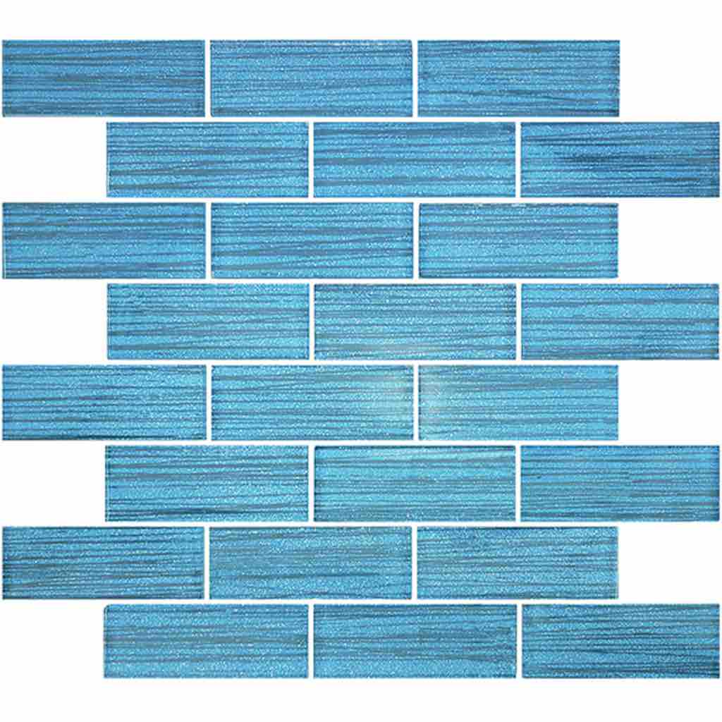 Blue Glass Subway Tile Stripes 1.5x4 - Perfect for Kitchen Backsplash, Bathroom Walls & Modern Home Decor