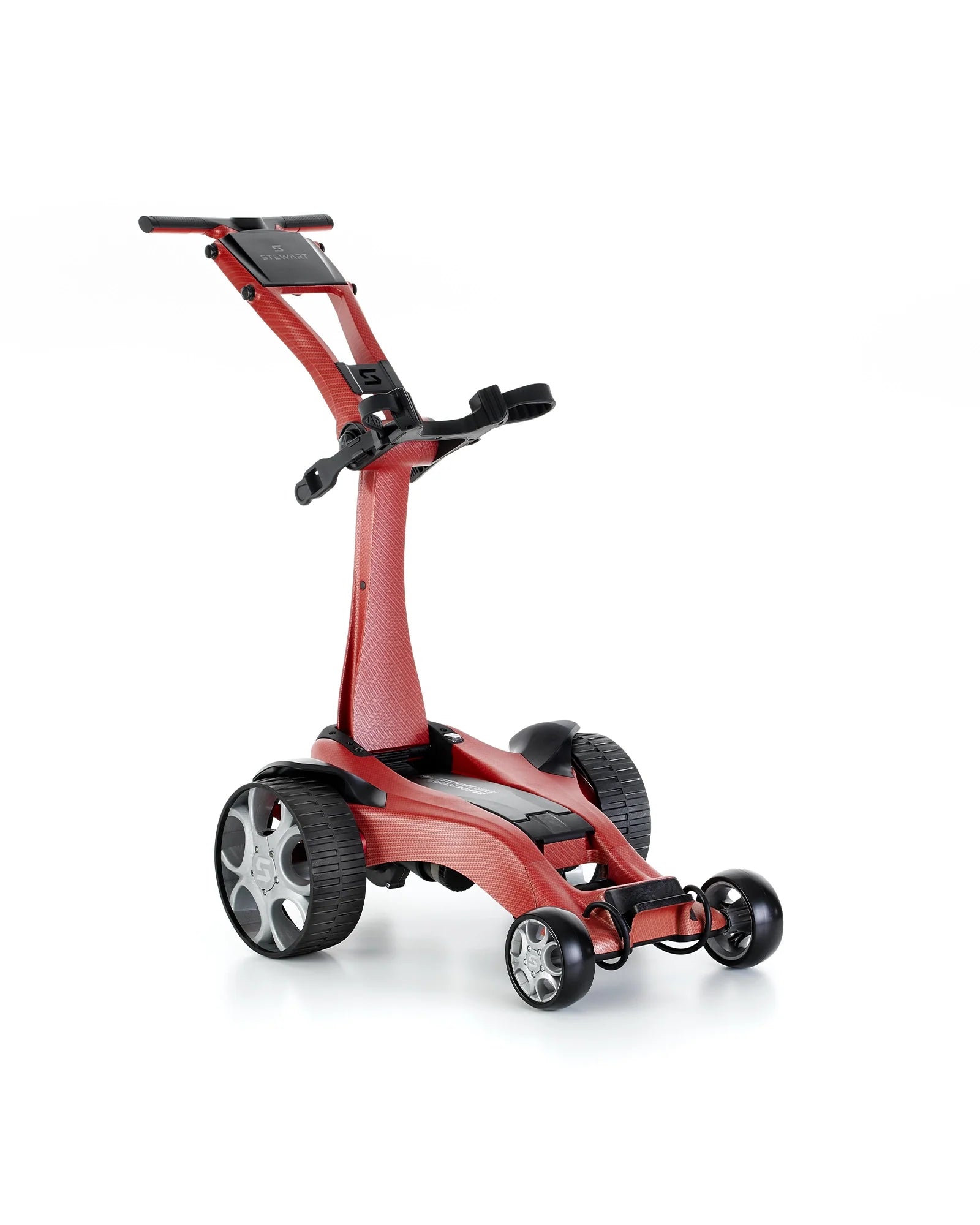 Stewart Golf Q Follow Carbon Range Electric Golf Trolley - Lightweight & Durable for Golfers | Perfect for Course & Practice Rounds