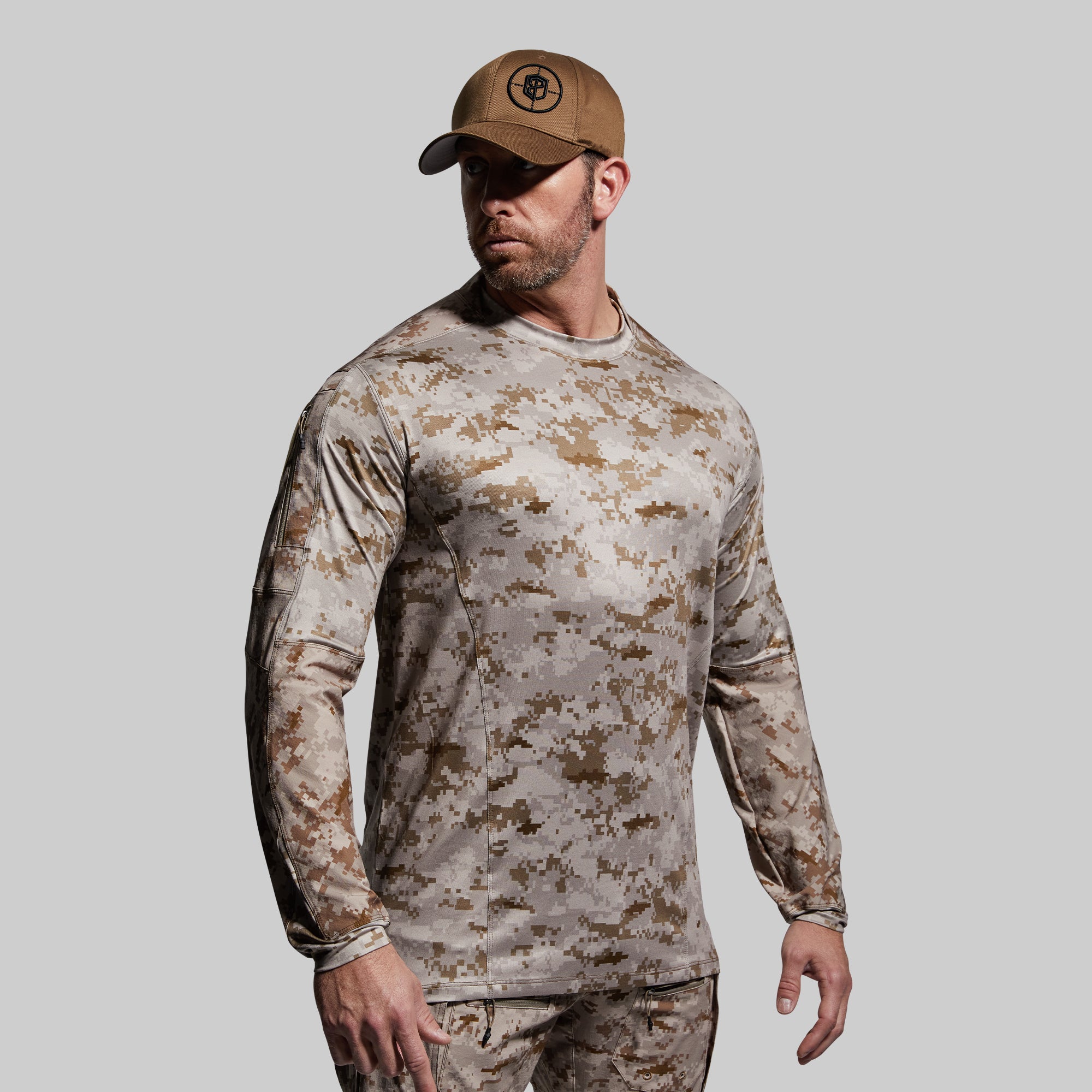 Long Sleeve Op Top - Desert Digital Camo Tactical Shirt for Outdoor Hiking, Hunting & Military Training