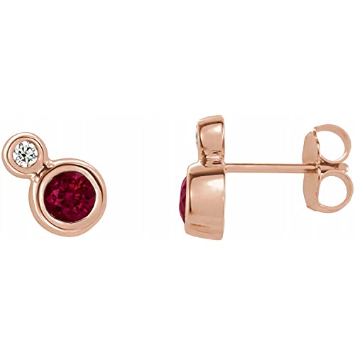 Ruby and Diamond - 0.06 Ctw,Size-4 mm