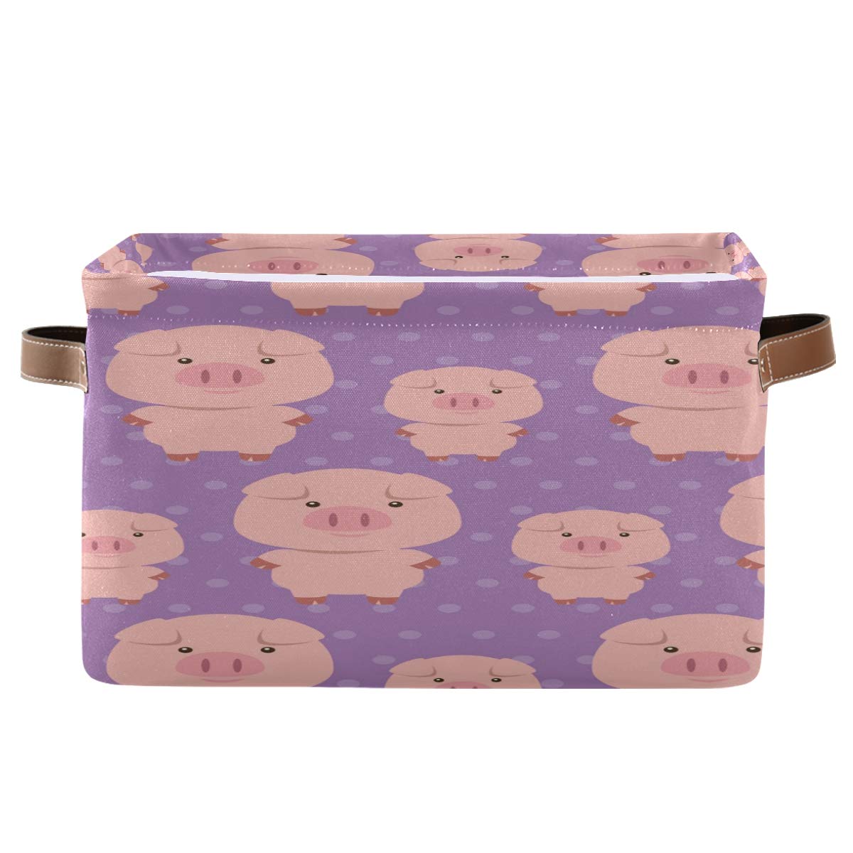 Cute Cartoon Pig Fabric Storage Bins - Collapsible Canvas Storage Basket with Handles for Clothes, Books, Toys & Shelves (2-Pack) - Perfect for Nursery, Kids Room Organization & Gift Baskets