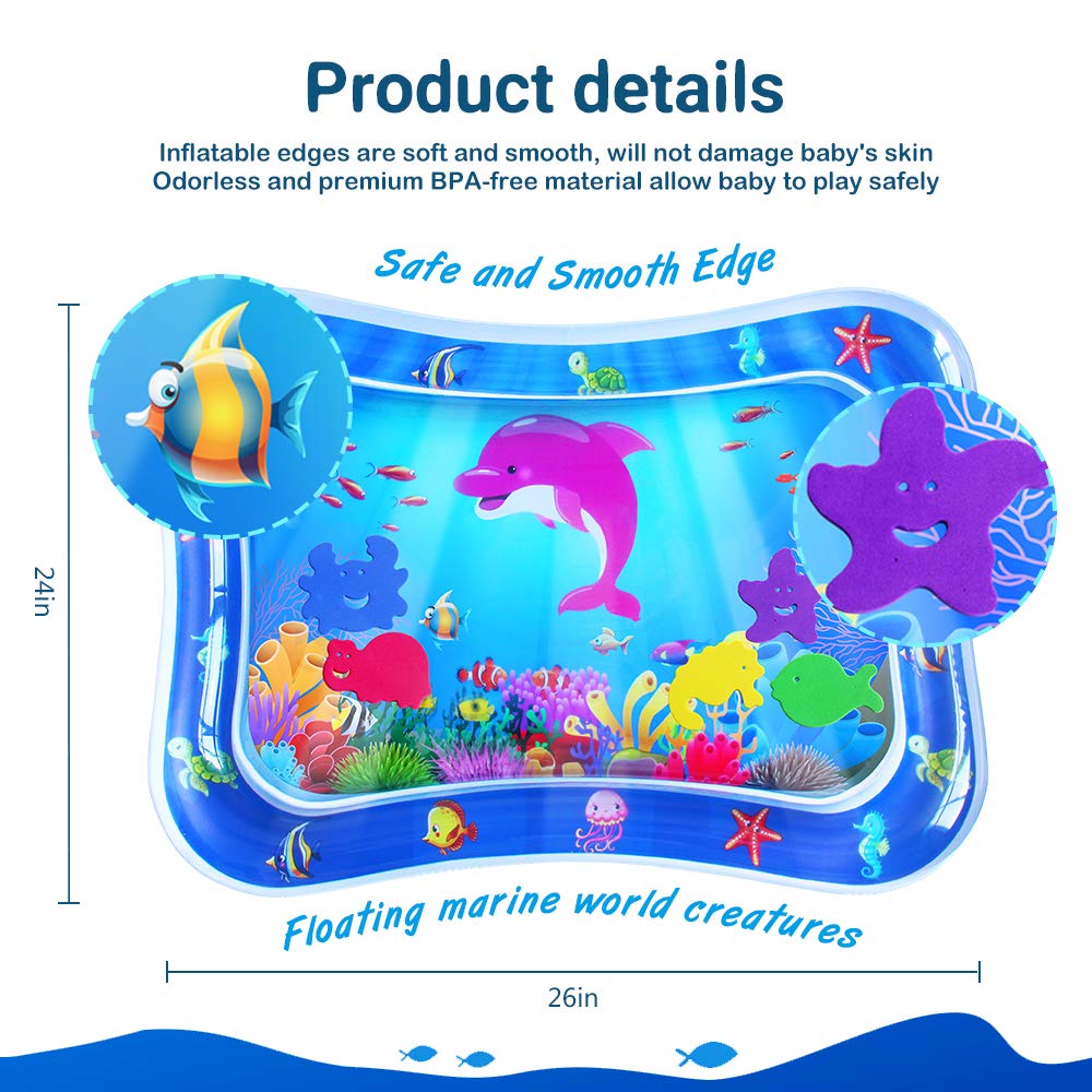 ZMLM Inflatable Baby Tummy Time Water Play Mat - Sensory Activity Toy for Newborns & Infants 3-12 Months | Developmental Toy for Boys & Girls | Perfect Easter Gift & Toddler Playmat (Blue) - Great for Floor Play, Sensory Development & Early Learning Activities