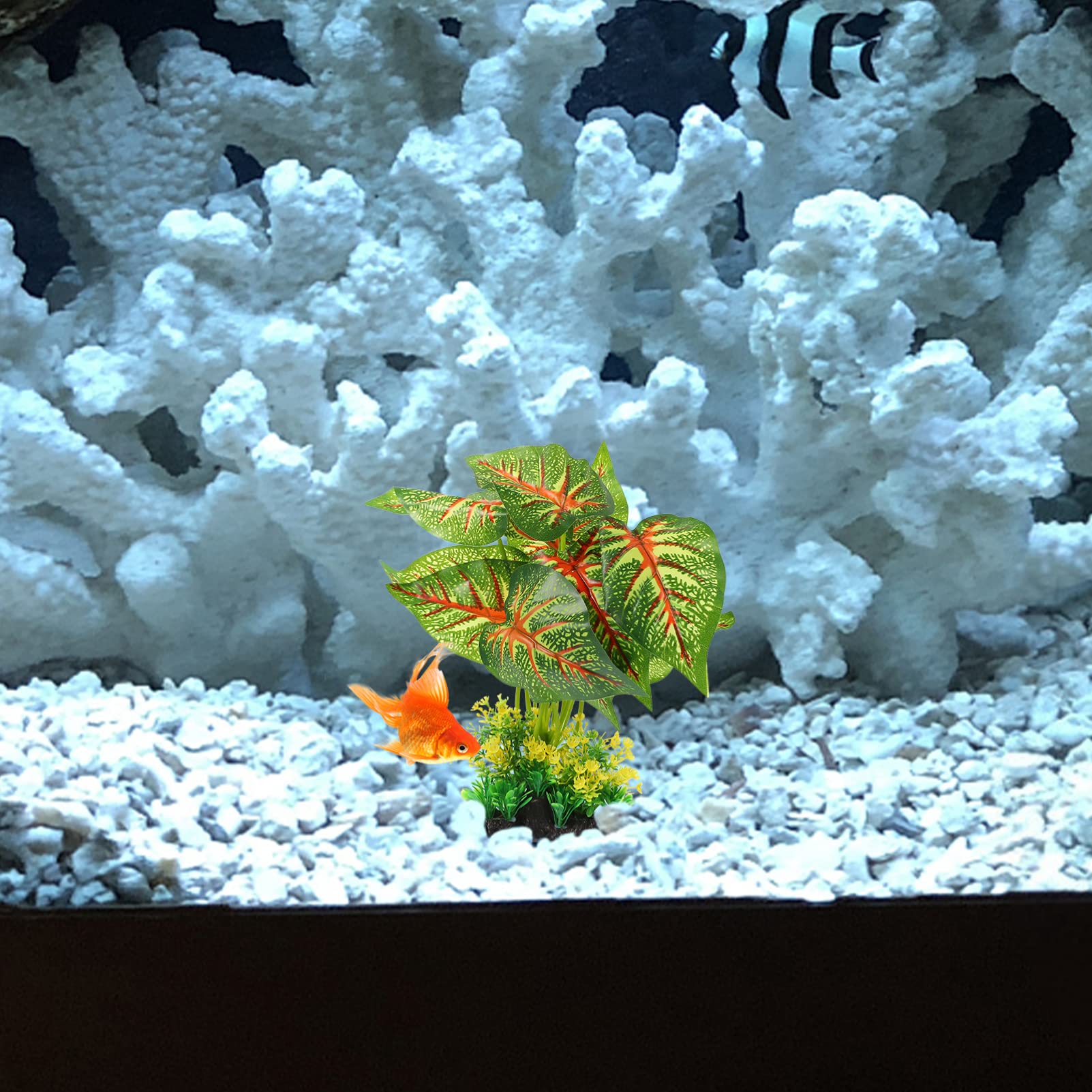 POPETPOP Artificial Aquarium Plants - Realistic Fish Tank Decor, Fake Water Grass for Freshwater & Saltwater Tanks - Perfect for Home, Office Aquarium Decoration & Fish Habitat Enhancement