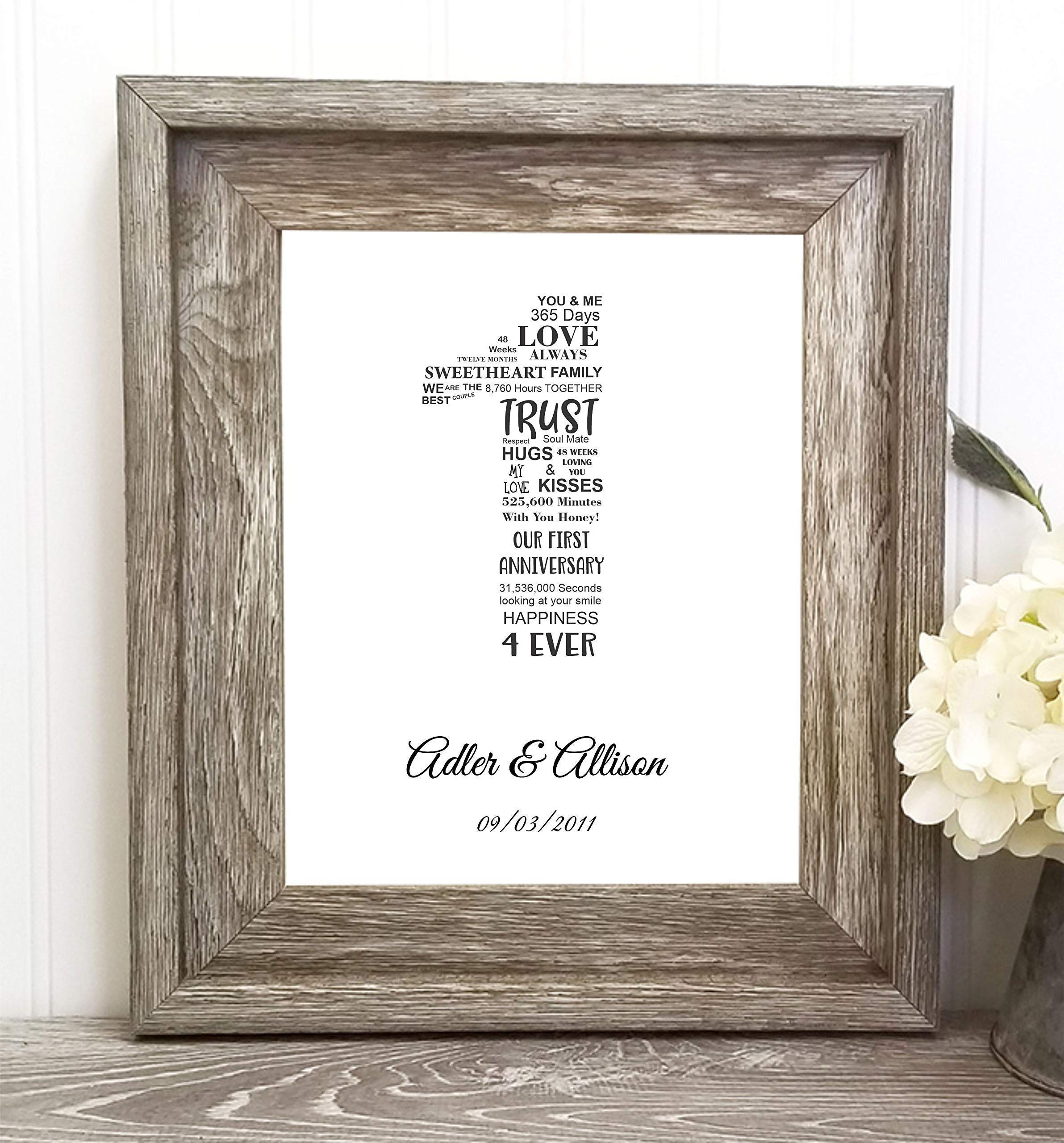 Personalized 1st to 10th Anniversary Gifts for Couples - Custom Framed Keepsake for Husband, Wife, Him or Her - Perfect for Wedding Anniversaries, Romantic Home Decor & Special Occasion Presents
