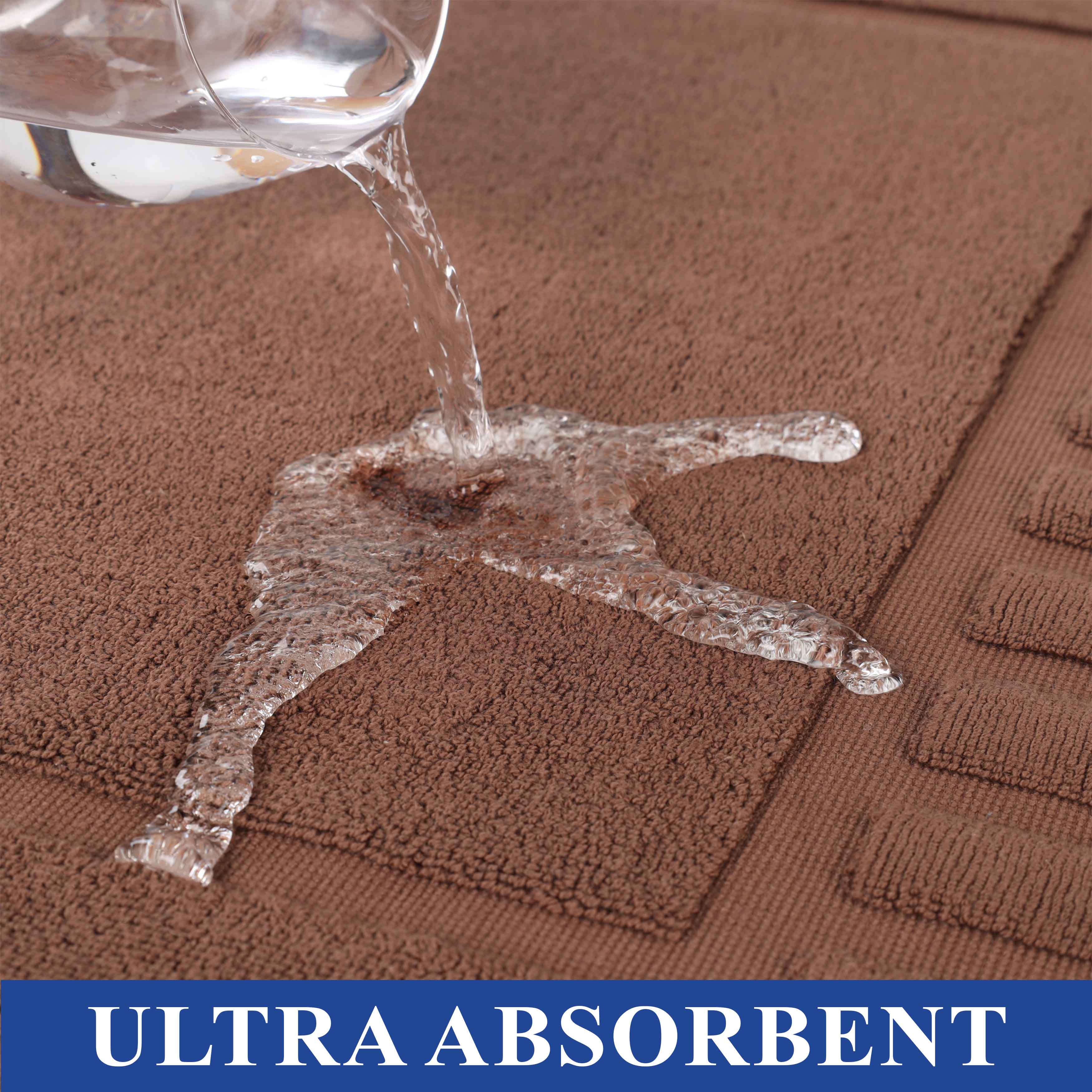 Premium Cotton Modern Geometric Border Bath Mat Set of 2 - Ultra Absorbent, Non-Slip, Quick Dry Bathroom Rug for Bath, Shower & Vanity Area