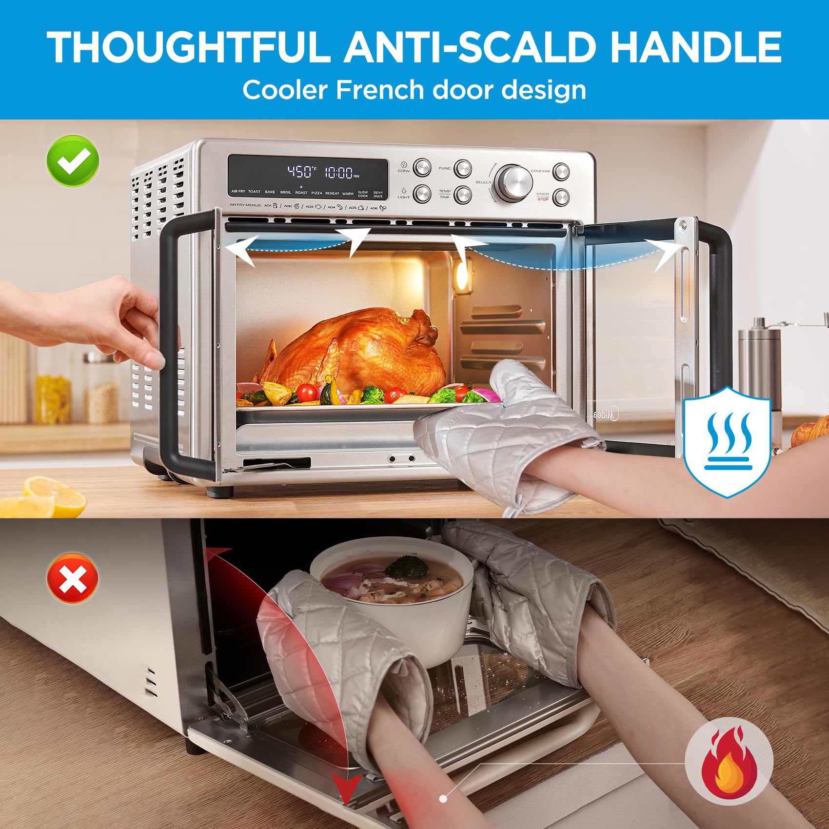 Toshiba 4-Slice French Door Toaster Oven with Convection - Countertop Toaster Oven for Baking, Broiling & Toasting - Perfect for Small Kitchens, Dorms & Apartments