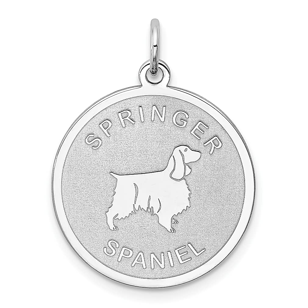 925 Sterling Silver Springer Spaniel Disc Charm Necklace - Dainty Dog Pendant Jewelry for Women | Perfect Gift for Dog Lovers, Pet Owners & Animal Enthusiasts | Great for Everyday Wear, Special Occasions & Gift Giving