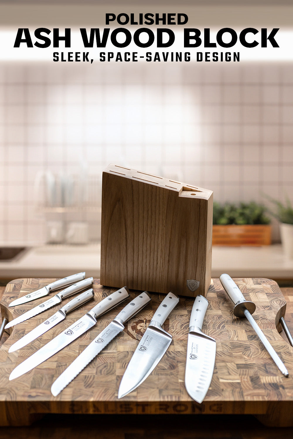 Dalstrong Gladiator Series 8-Piece NSF Certified Knife Block Set in White - Perfect for Home Chefs & Professional Kitchens