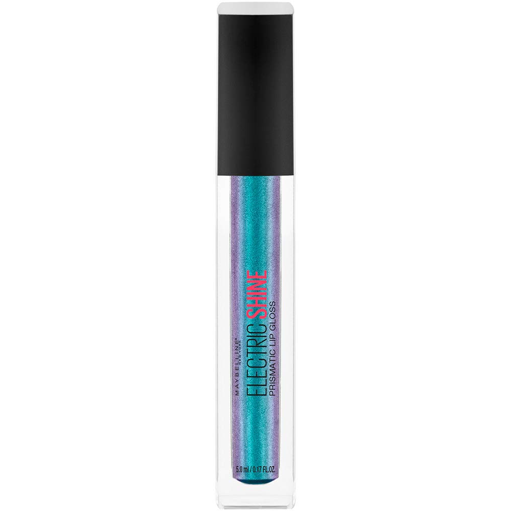 Maybelline New York Lip Studio Electric Shine Prismatic Lip Gloss - Vibrant Electric Blue, 0.17 fl oz | High-Shine, Non-Sticky Formula for Bold, Glamorous Looks - Perfect for Parties, Night Out & Special Occasions