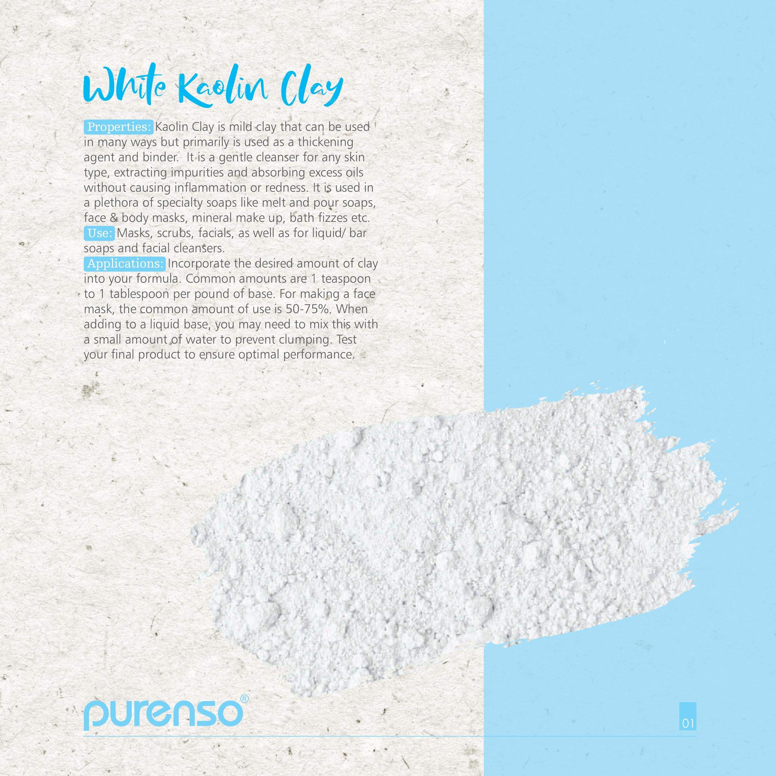 **Purenso Select - 100% Natural Kaolin White Clay Powder (100g) for DIY Spa, Face Mask, Hair Care, Body Scrub, Soap Making, Deodorant, Bath Bombs, Makeup Setting & Gardening | Skin Detox & Relaxation**