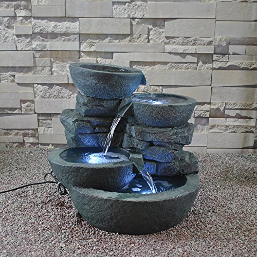 Modern LED Lighted Water Fountain Bowl - Indoor/Outdoor Decorative Soothing Relaxation for Home, Garden, or Office