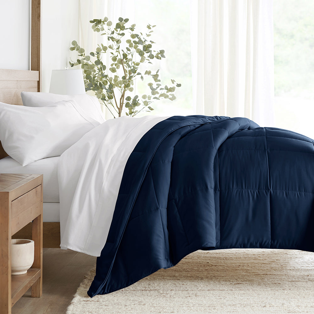 Premium Solid Down Alternative Comforter - Hypoallergenic, Breathable & Ultra Soft Bedding for All Seasons | Perfect for Bedroom, Guest Room & Dorm Use