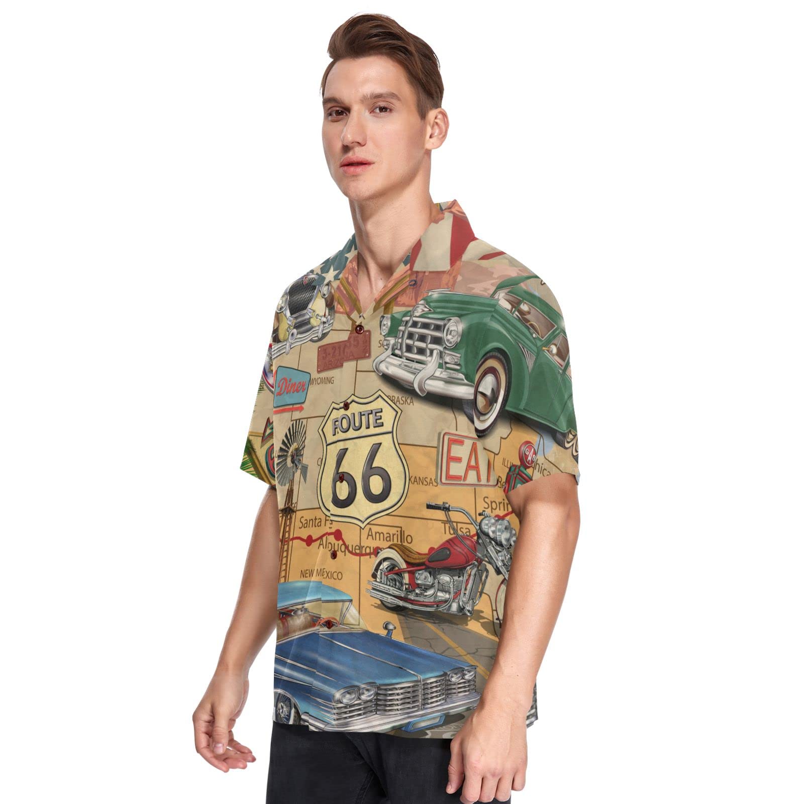 Fisyme Hawaiian Shirt for Men - Loose Fit Short Sleeve Button Down Shirt | Tropical Floral Print Beach Shirt | Casual Summer Wear for Vacation, Luau Party & Outdoor Activities