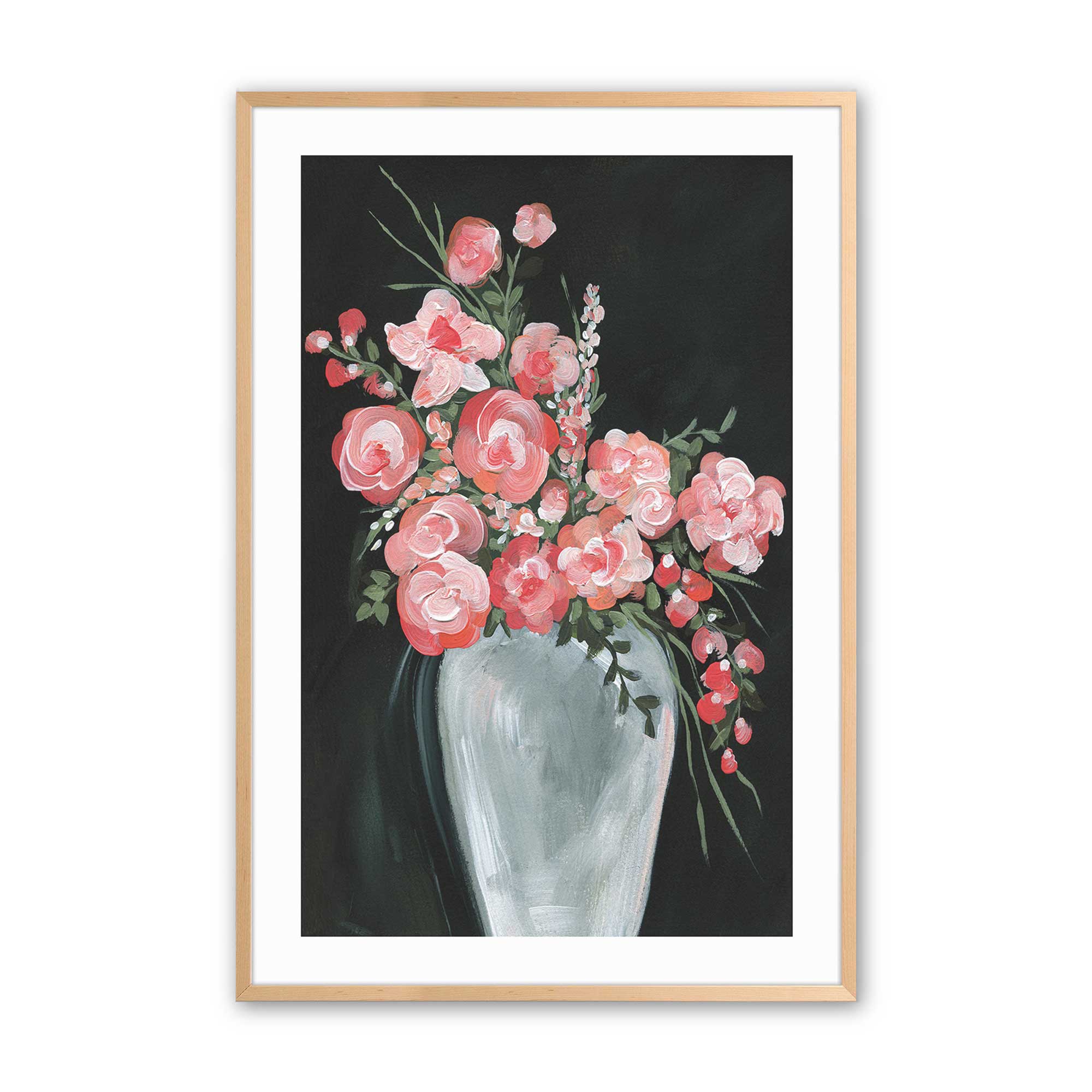 Delicate Coral Blossoms II Print - Floral Wall Art for Living Room, Bedroom & Office Decor | Elegant Botanical Painting for Home Interior Design