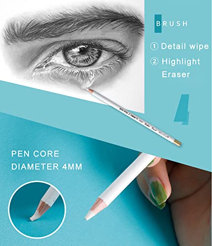 Professional Artist Pencil Set - Wooden Sketching Pencils with Eraser for Charcoal Drawing, Highlighting & Detail Work | Perfect for Students, Artists & Sketching Enthusiasts | Ideal for Studio, Classroom & Outdoor Sketching