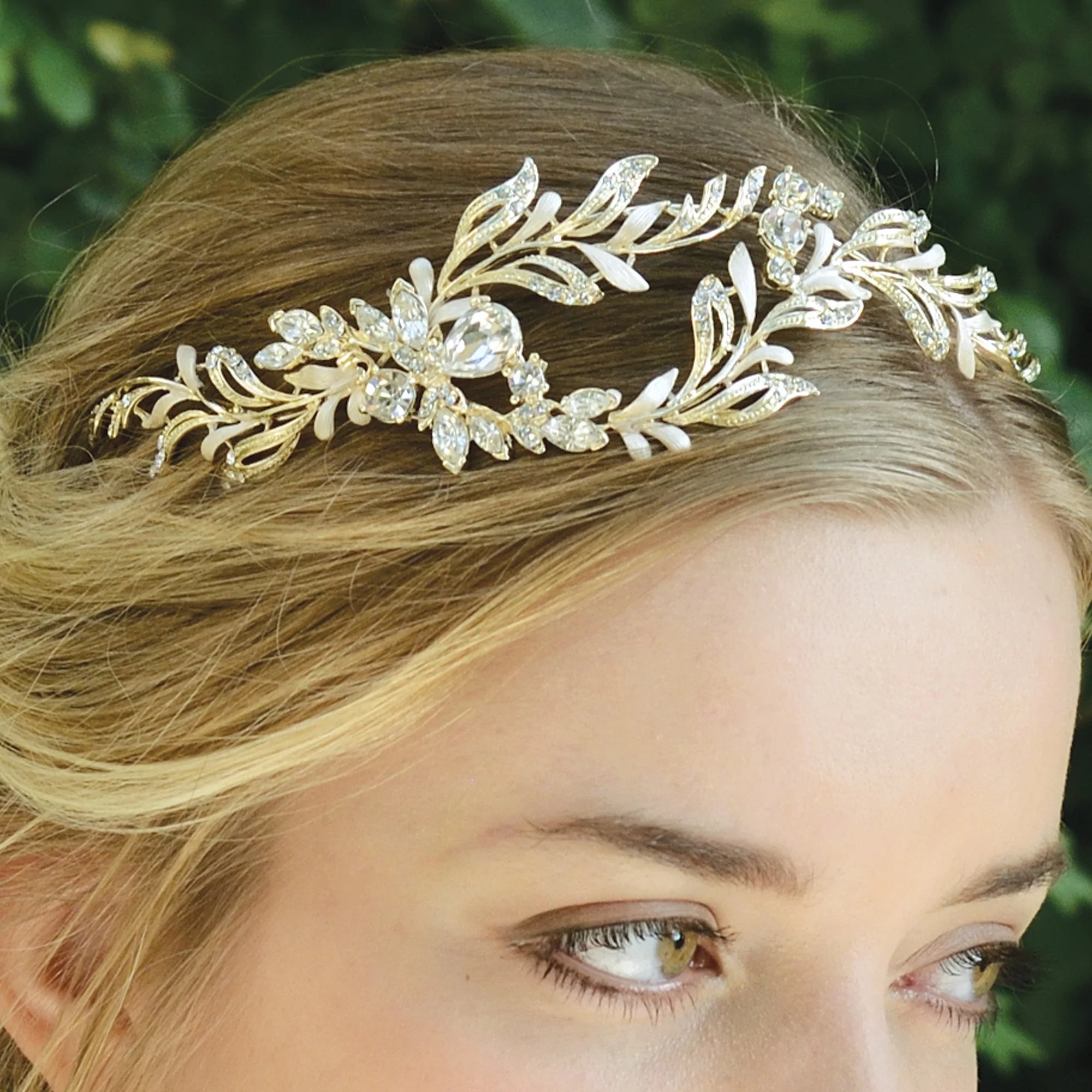 Ivory and Co Gold Bridal Tiara Headband - Elegant Wedding Hair Accessory for Brides, Bridesmaids & Prom | Perfect for Weddings, Proms & Special Occasions