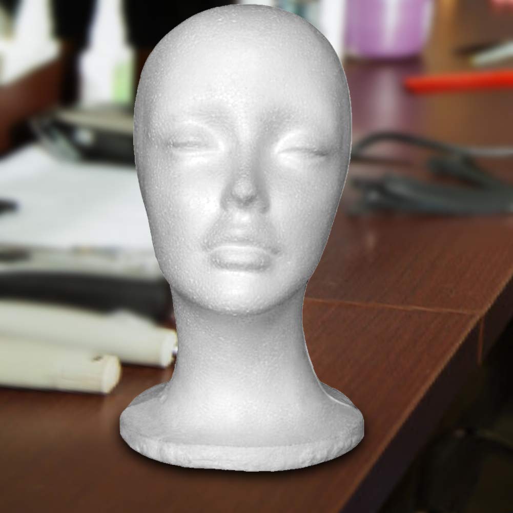 Styrofoam Female Mannequin Head for Wig, Hat & Glasses Display - Stylish & Durable Wig Stand for Salon, Retail & Photography Use