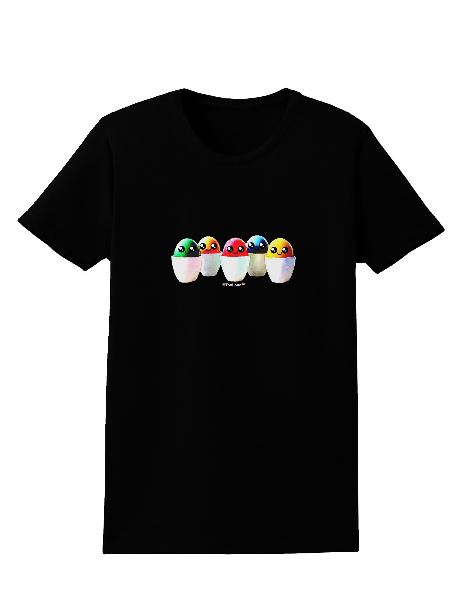 Kawaii Easter Eggs Dark T-Shirt for Women - Casual Wear & Gifts