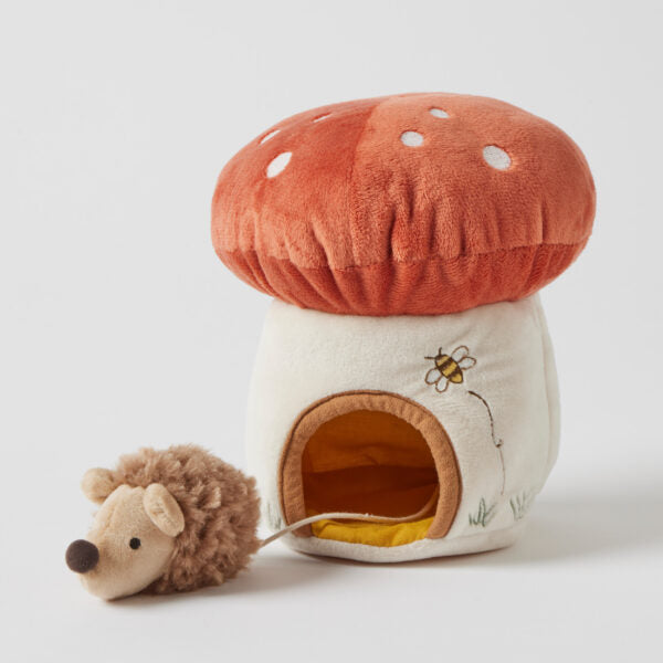 Soft Plush Mushroom House with Hedgehog - Cozy Animal Toy for Kids & Collectors - Perfect for Nursery Decor, Gift Giving & Imaginative Play