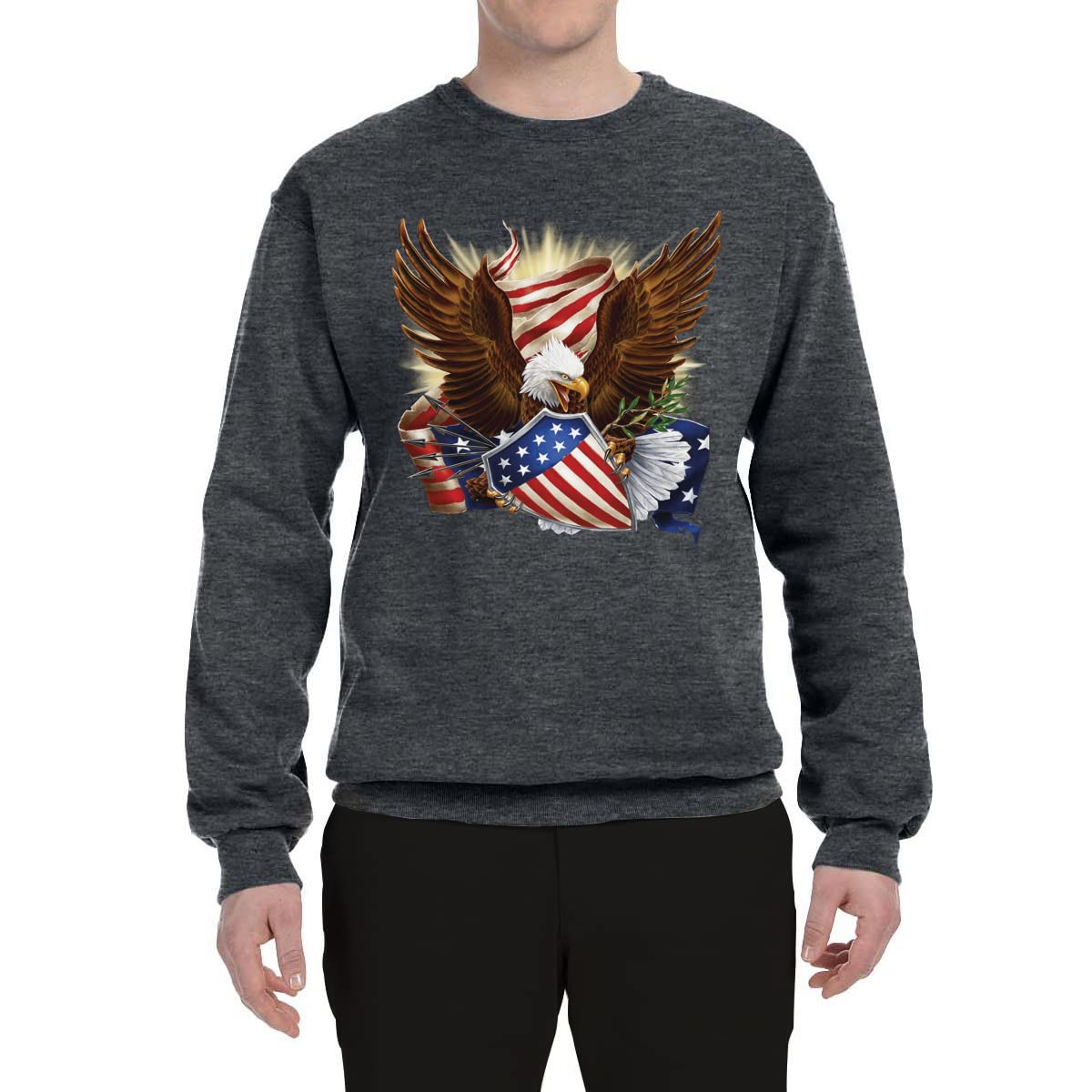 Wild Bobby Eagle American Flag USA Pride Graphic Sweatshirt - Patriotic Unisex Crewneck Sweater for Men & Women | Perfect for 4th of July, Veterans Day & Patriotic Events