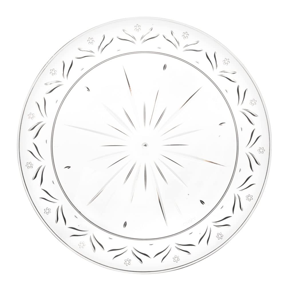 EcoQuality 6 Inch Round Clear Plastic Plates - Crystal Design Disposable Party Plates, Heavy Duty Dessert Plates & Salad Plates for Weddings, Events, Catering (70 Pack) - Perfect for Birthday Parties, Picnics, and Buffet Serving
