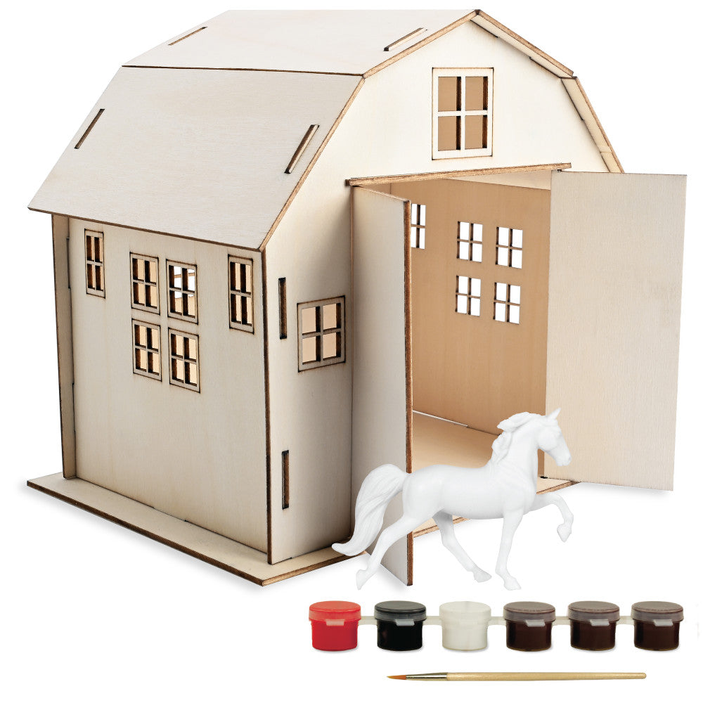 Breyer Stablemates Paint Your Own Barn and Horse Craft Kit - DIY Model Horse Painting Set for Kids & Collectors - Perfect for Creative Play, Arts & Crafts, and Gift Giving
