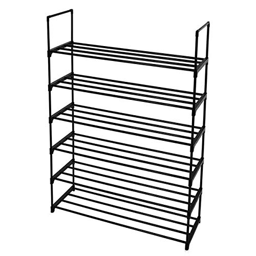 6-Tier Shoe Rack Organizer - Space Saving Shoe Storage Tower Shelf for Bedroom, Entryway, Hallway & Closet - Black Shoe Shelf for Sneakers, Boots & Sandals - Fast 3-7 Day Delivery - Perfect for Small Spaces & Apartment Living