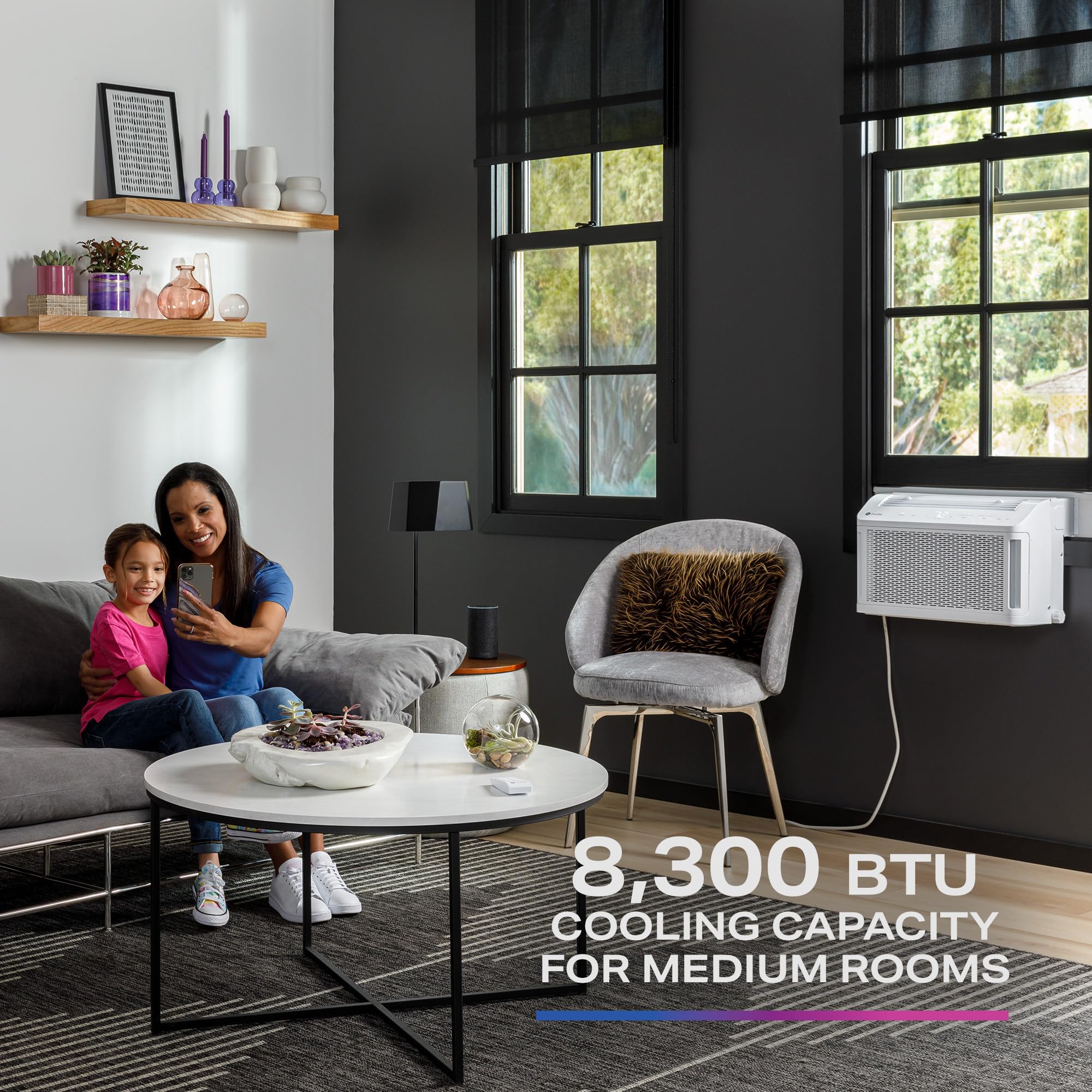 GE PROFILE AHTT08BC 8300 BTU White Window Air Conditioner - Cool & Quiet Cooling for Bedrooms, Living Rooms & Small Spaces