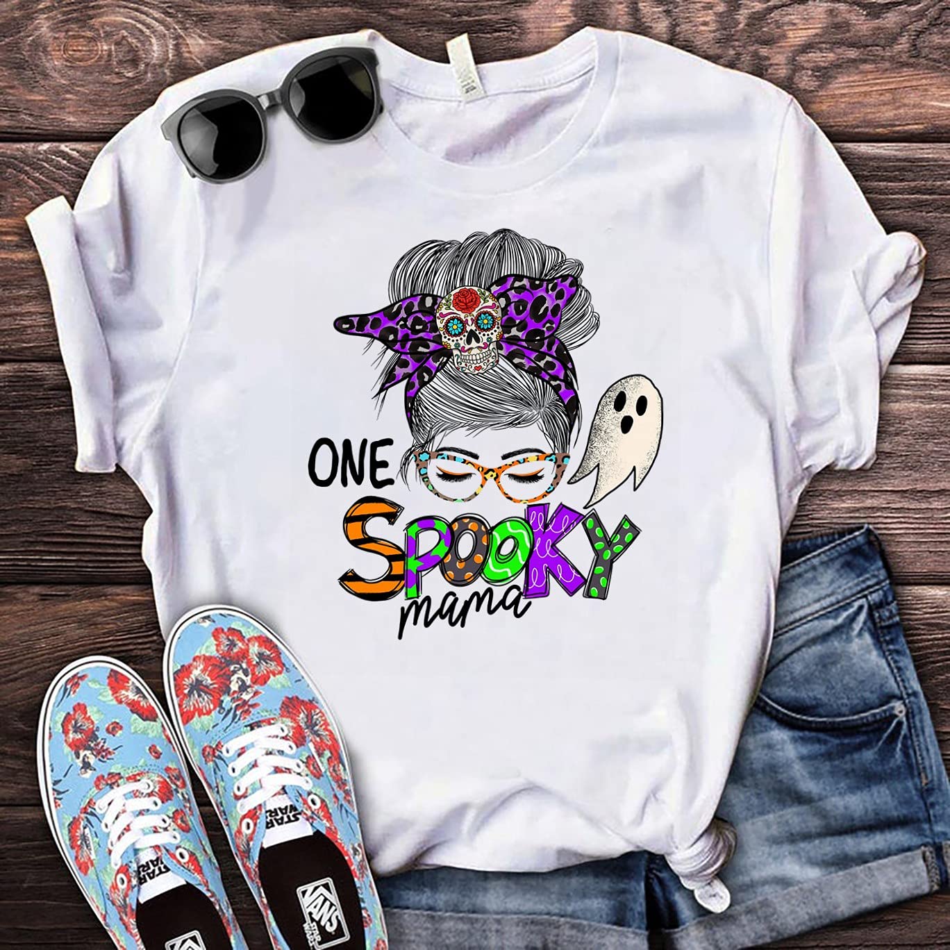 Spooky Mama Halloween T-Shirt 2021 - Witch & Boo Crew Design - Personalized Mom Halloween Shirt for Women - Perfect for Trick or Treating, Halloween Parties & Spooky Season Outfits
