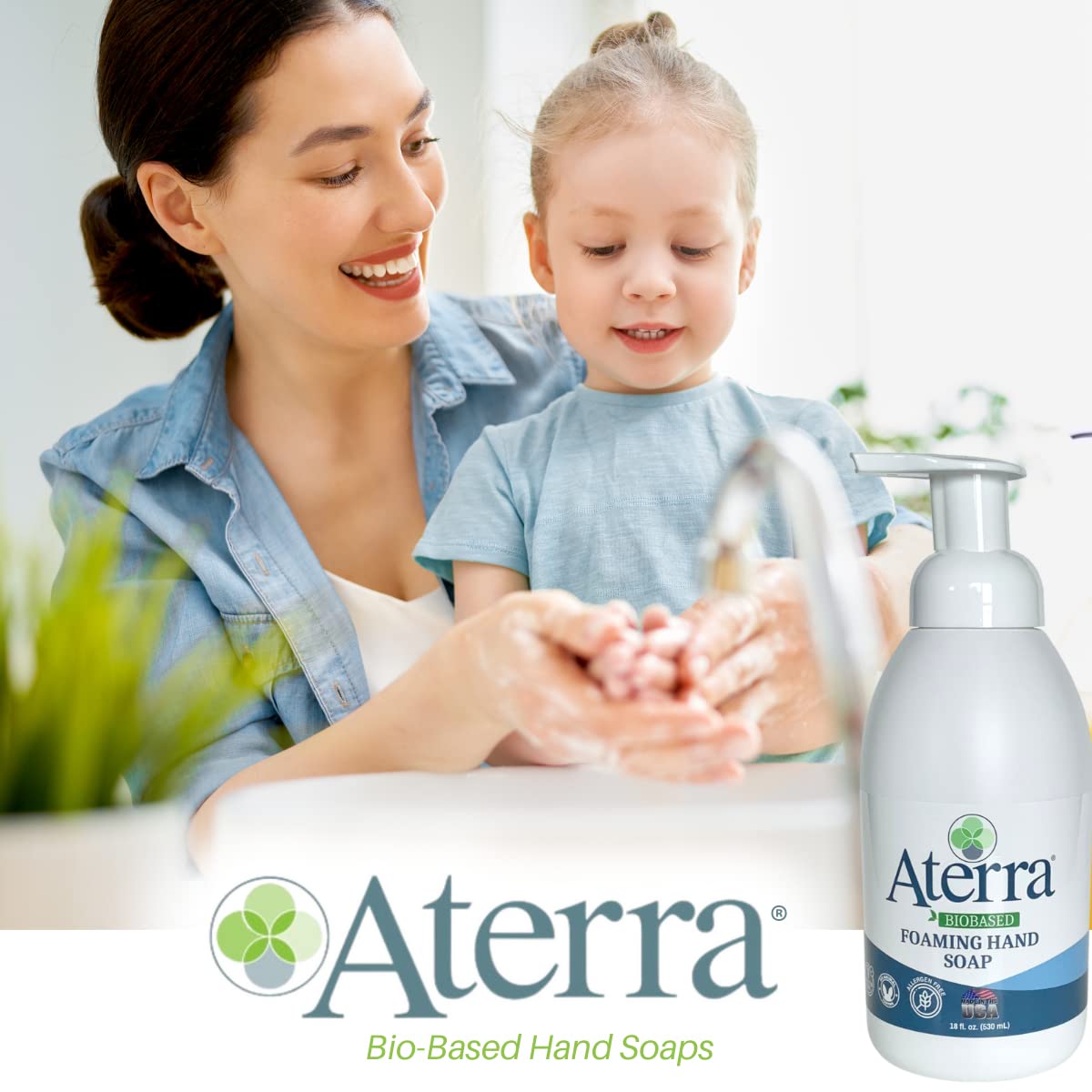 Aterra® Eco-Friendly Foaming Hand Soap Refill - 18oz Bulk Pack of 12 | Natural Plant-Based Formula for Kitchen, Bathroom & Office Use