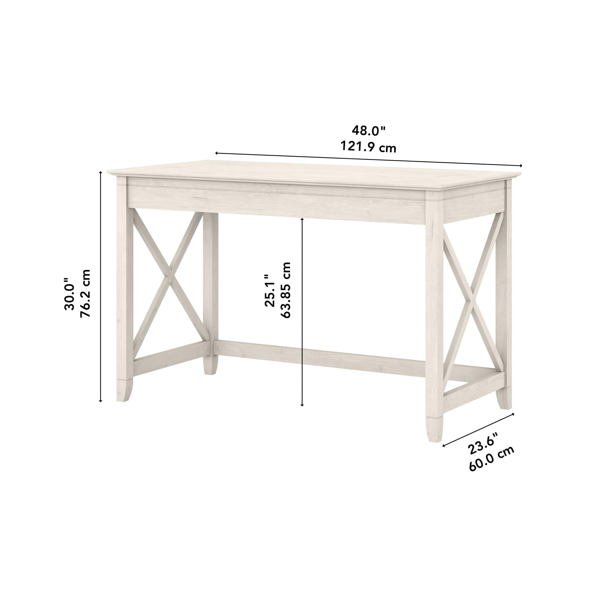 Bush Furniture Key West Collection Writing Desk - Small Modern Farmhouse Style Home Office Desk in Linen White Oak | Perfect for Remote Work, Study & Small Spaces