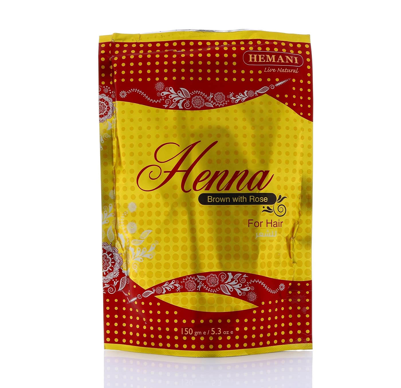 Natural Henna Powder for Hair - 150g Henna Brown with Rose by Hemani | Safe & Organic Hair Dye for DIY Coloring, Conditioning & Styling at Home