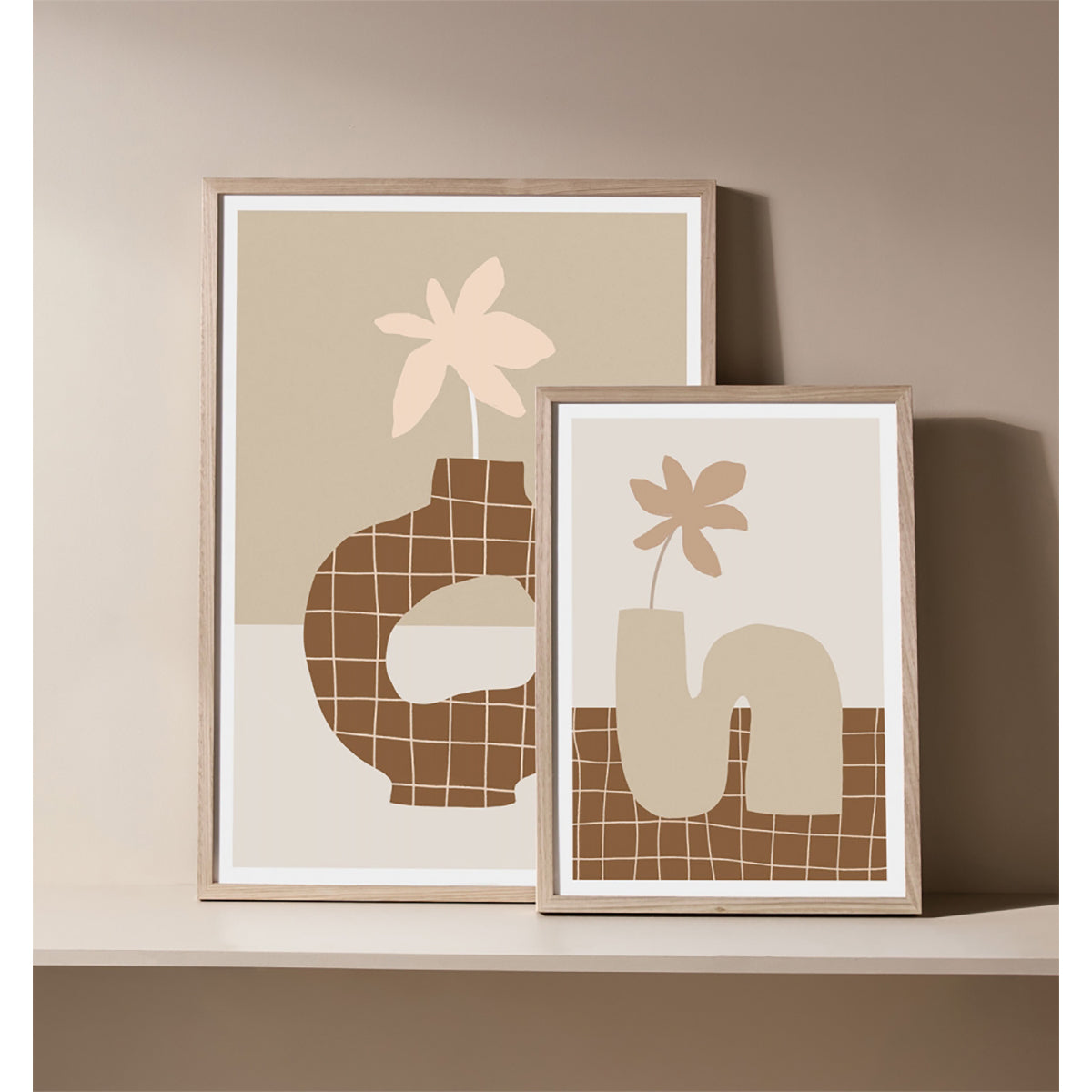 Abstract Vase 2 Framed Print in Nutmeg - Modern Wall Art for Home & Office Decor
