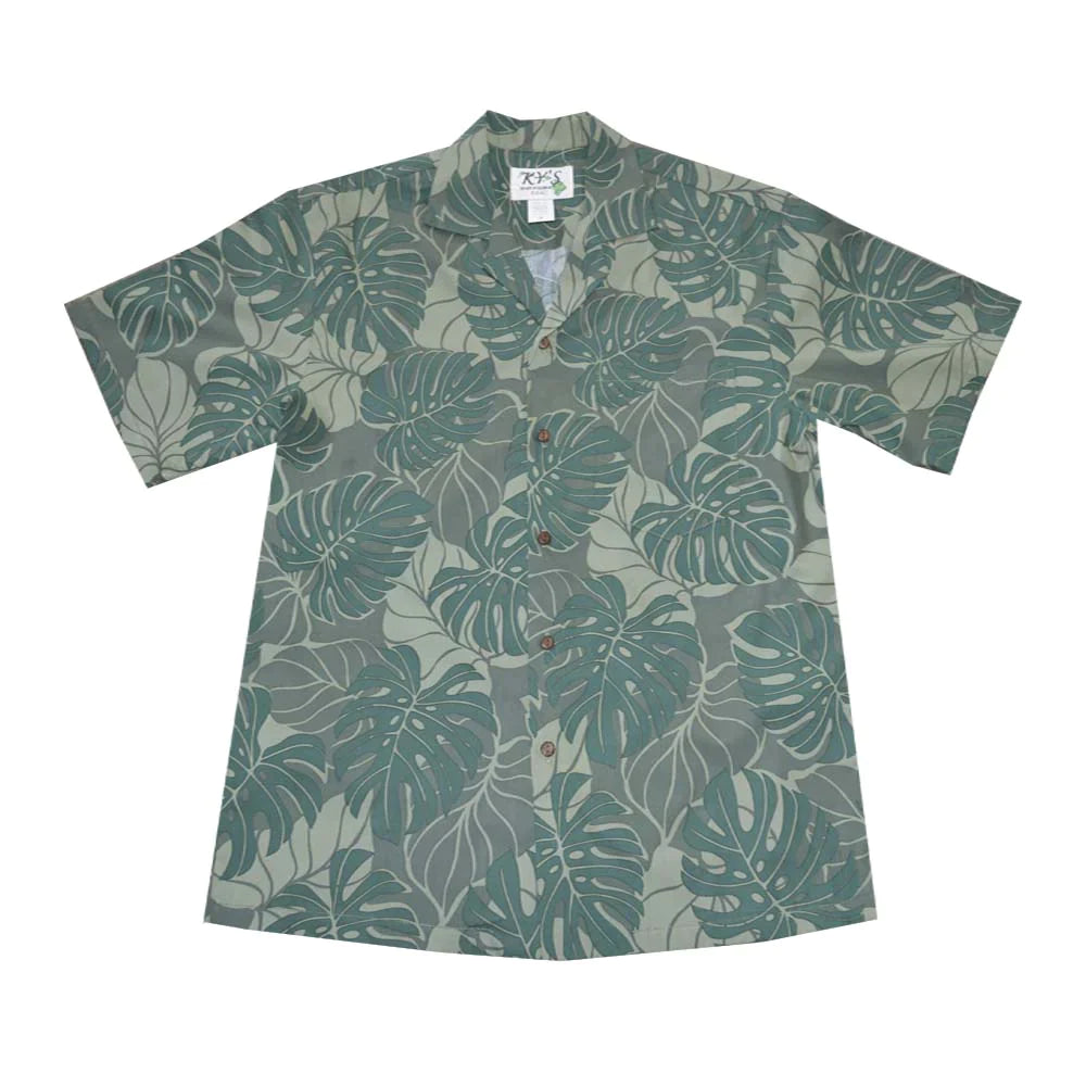 Premium Cotton Hawaiian Shirt with Monstera Deliciosa Leaf Print - Breathable & Comfortable Summer Aloha Shirt for Men - Perfect for Beach Vacations, Luau Parties & Tropical Getaways