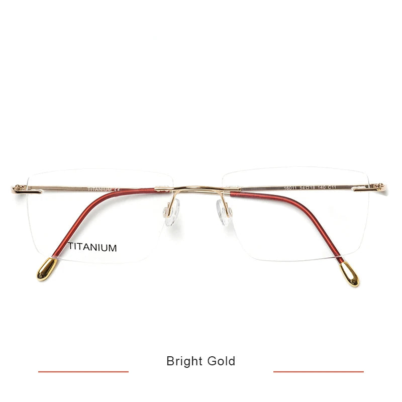 Brightzone Unisex Rimless Square Polygon Titanium Eyeglasses 71611 - Lightweight & Durable Frame for Reading, Work & Fashion - Perfect for Office, Driving & Daily Wear