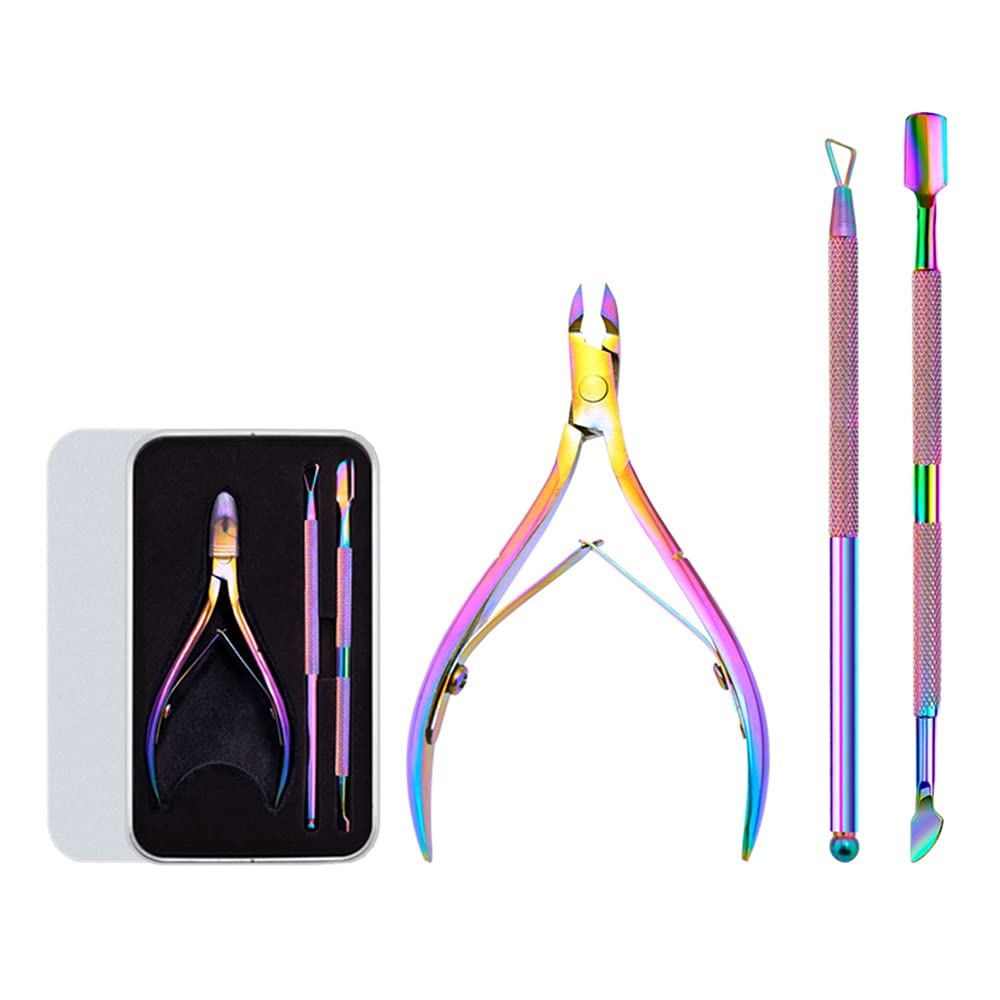 Professional Stainless Steel Cuticle Remover, Trimmer & Pusher Set - Manicure & Pedicure Tools for Fingernails & Toenails - Perfect for Home Nail Care & Salon Use