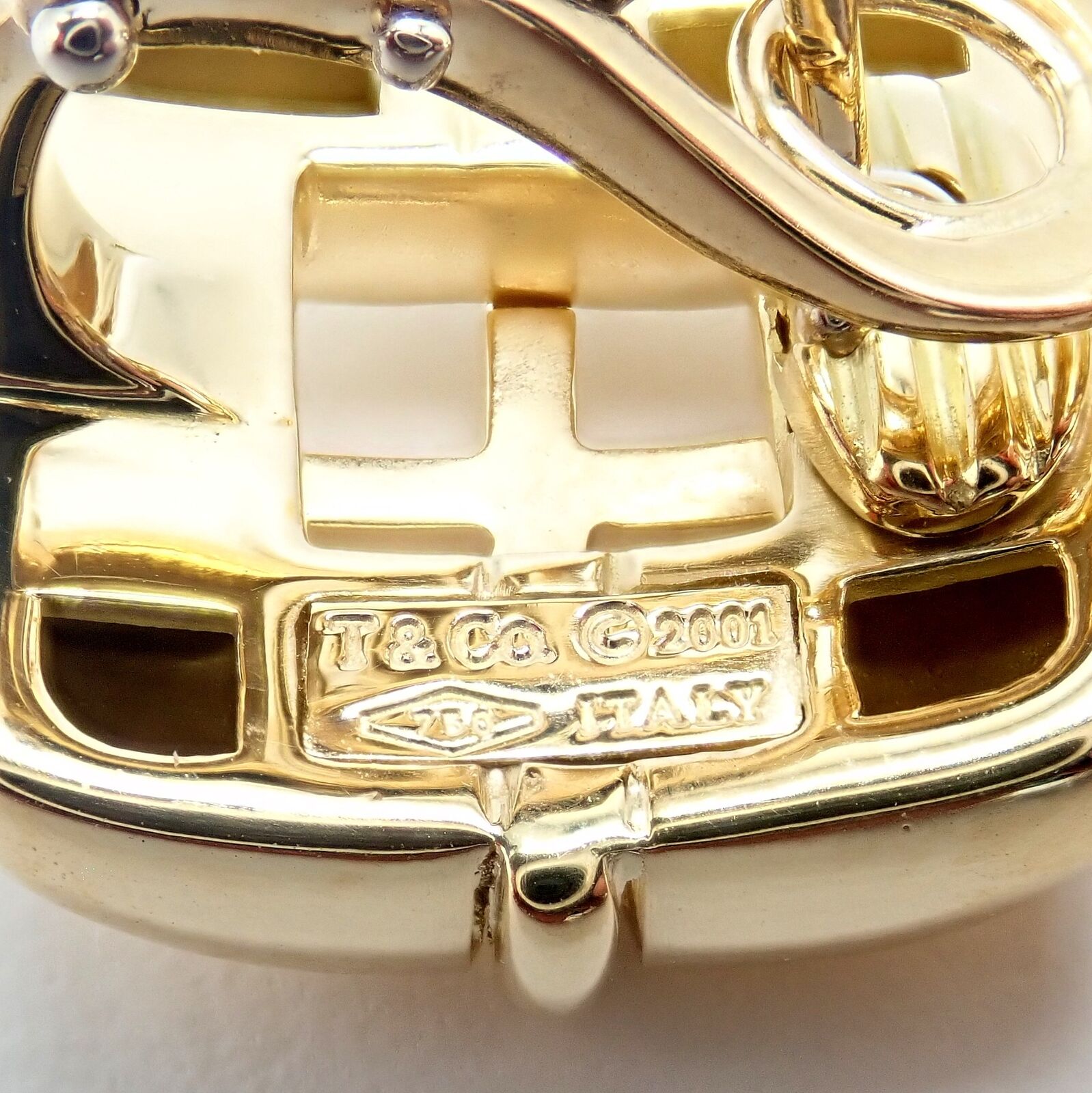 Vintage Tiffany & Co 18k Yellow Gold Square Window Biscayne Earrings - Authentic 2001 Collection | Luxury Jewelry for Women | Perfect for Weddings, Anniversaries & Special Occasions