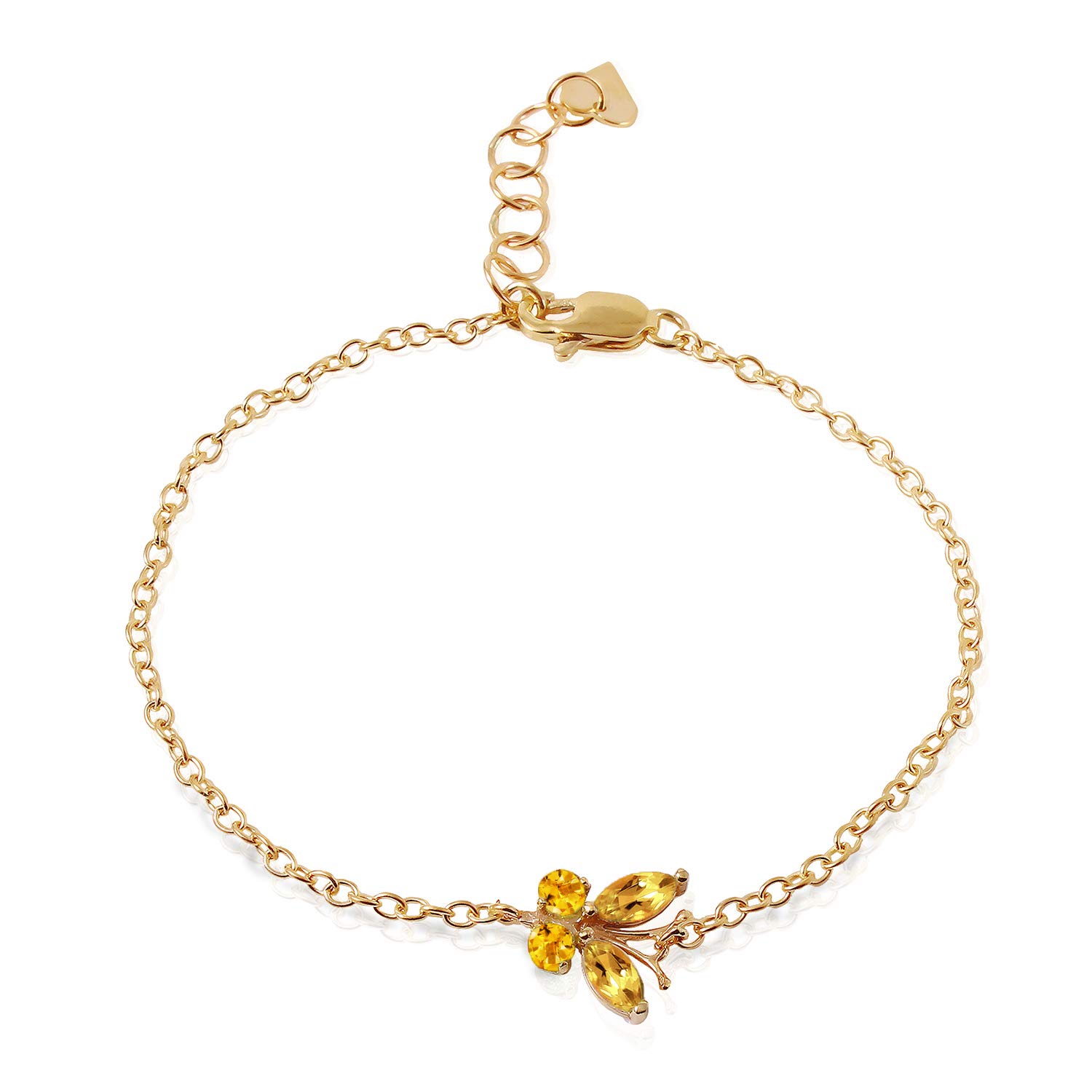 14K Yellow Gold Citrine Butterfly Bracelet for Women - Elegant & Dainty Jewelry Gift for Birthday, Anniversary, Valentine's Day - Perfect for Everyday Wear & Special Occasions