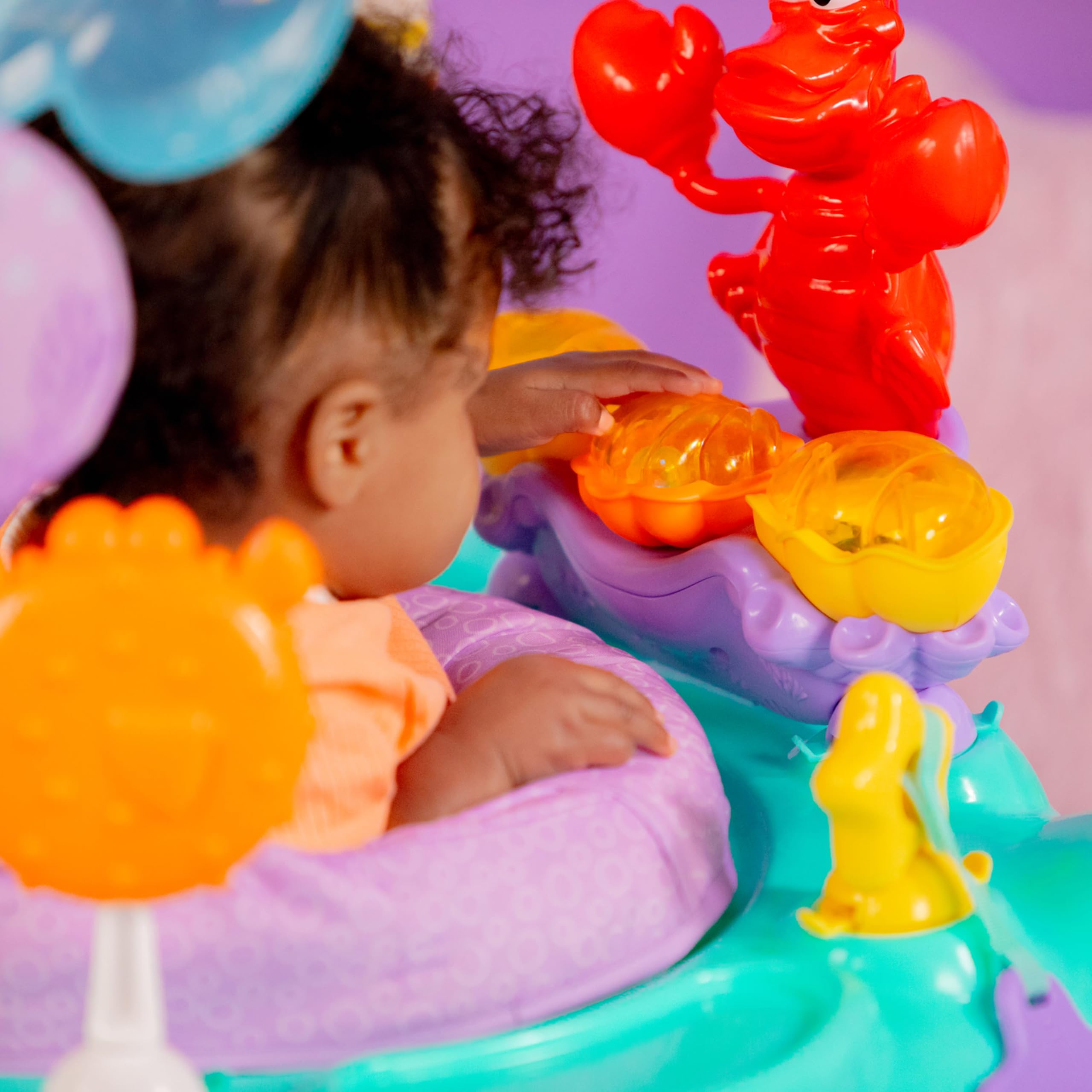 Bright Starts Disney The Little Mermaid Sea of Activities Baby Activity Jumper - Interactive Toys with Lights & Music Featuring Princess Ariel, for Infants 6-12 Months (Blue) | Perfect for Playtime, Early Development & Disney-Themed Nursery Decor